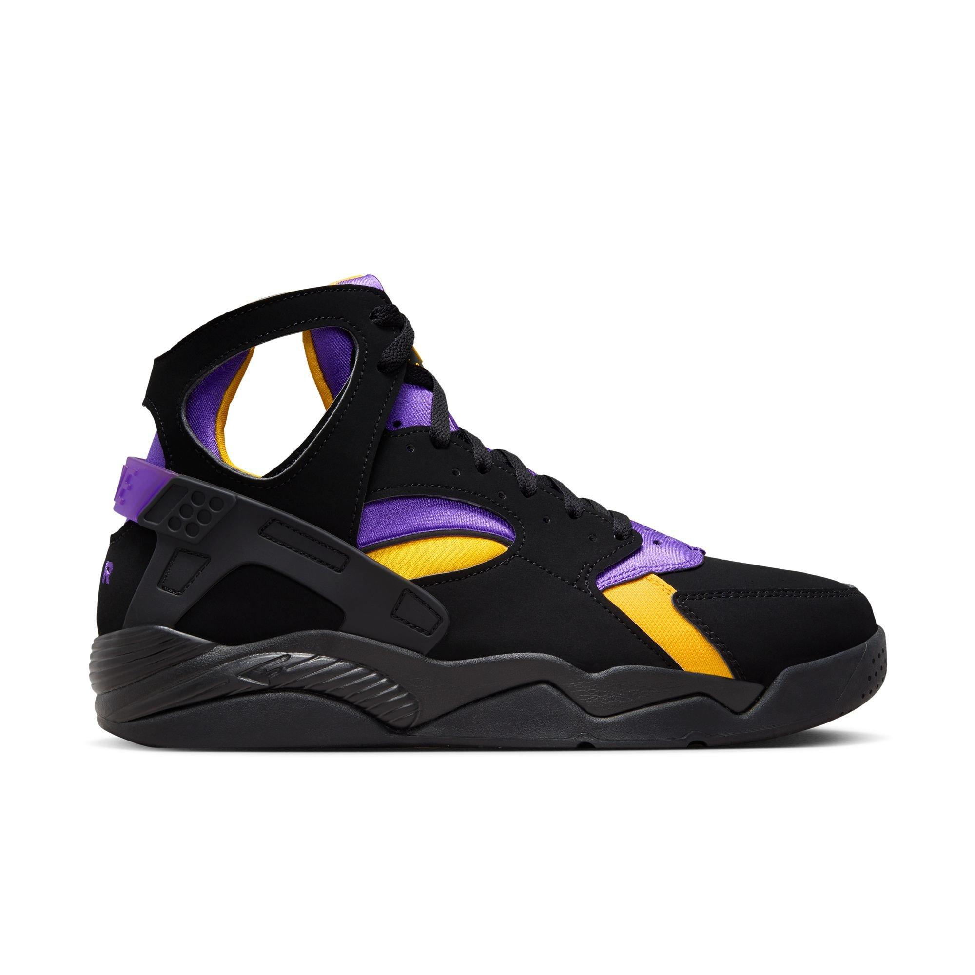 Nike Air Flight Huarache "Lakers Away" Men's Shoe - BLACK/VARSITY PURPLE/DEL SOL Thumbnail View 1