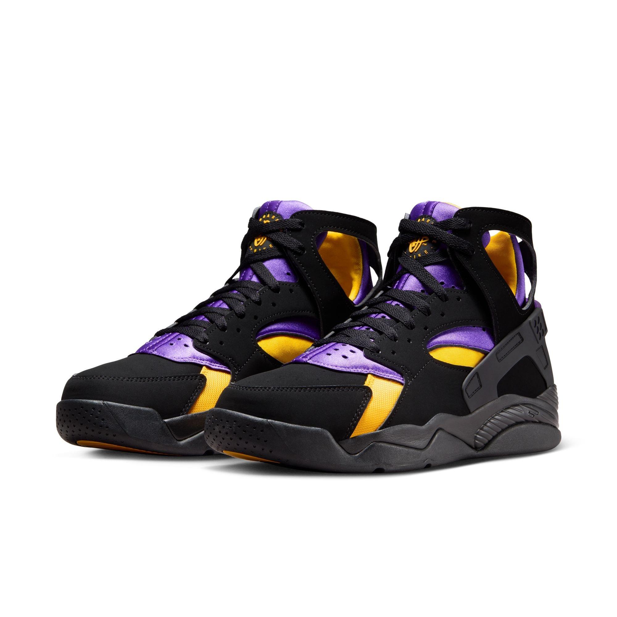 Nike Air Flight Huarache "Lakers Away" Men's Shoe - BLACK/VARSITY PURPLE/DEL SOL Thumbnail View 3