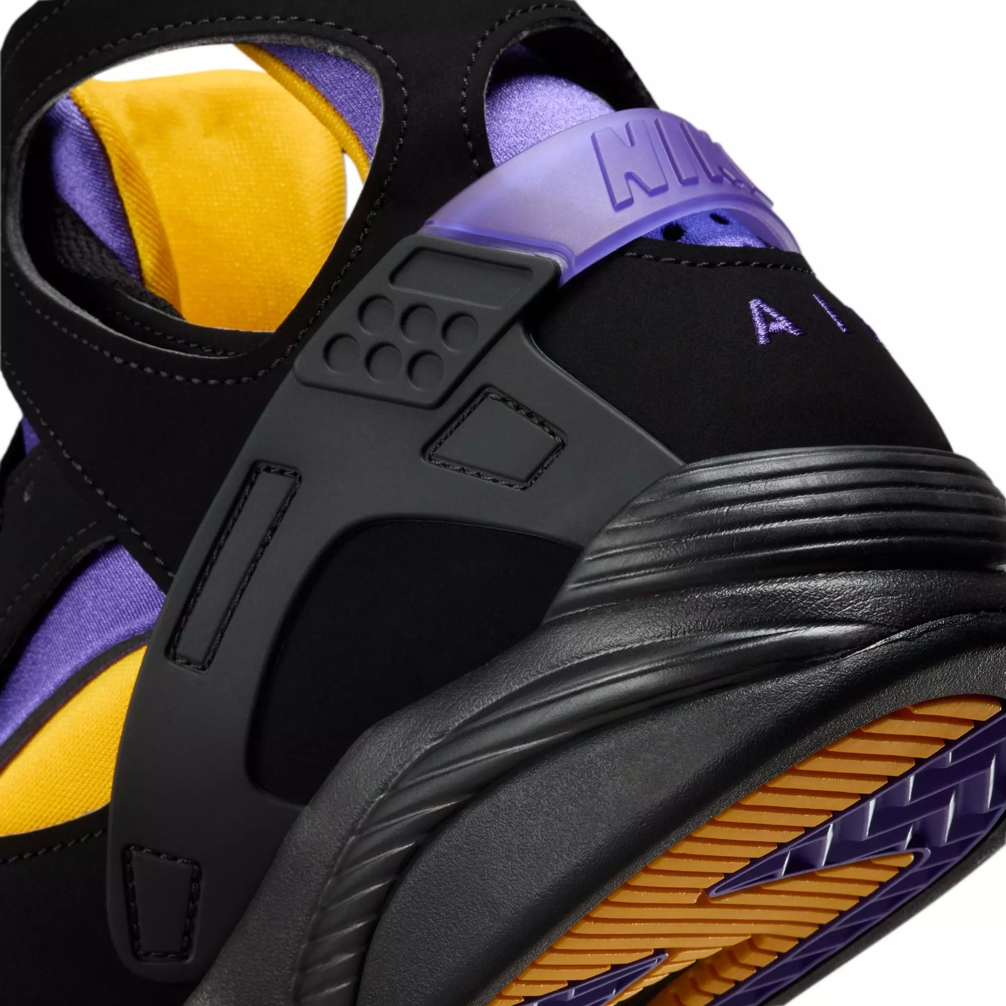 Nike Air Flight Huarache "Lakers Away" Men's Shoe - BLACK/VARSITY PURPLE/DEL SOL