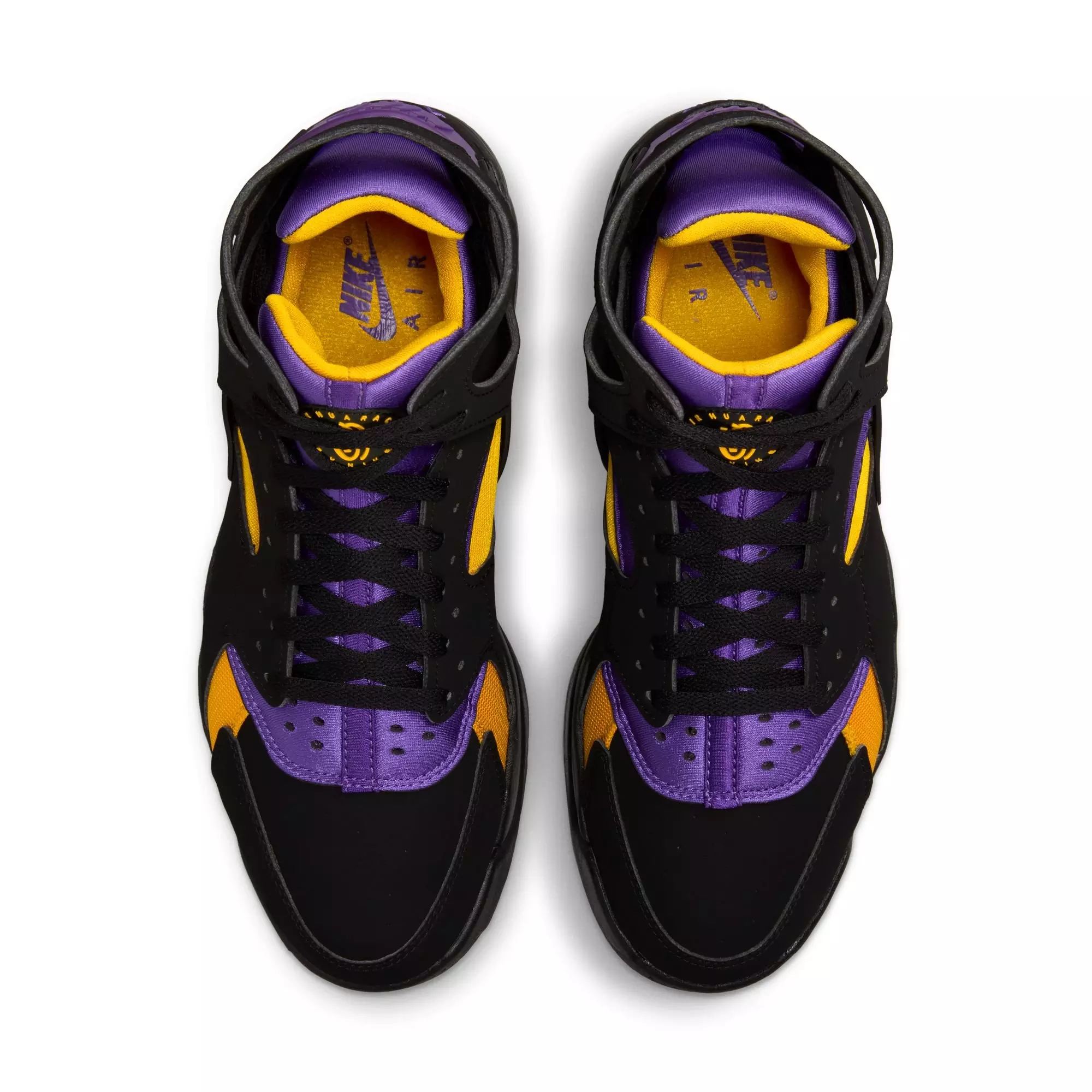 Nike Air Flight Huarache "Lakers Away" Men's Shoe - BLACK/VARSITY PURPLE/DEL SOL