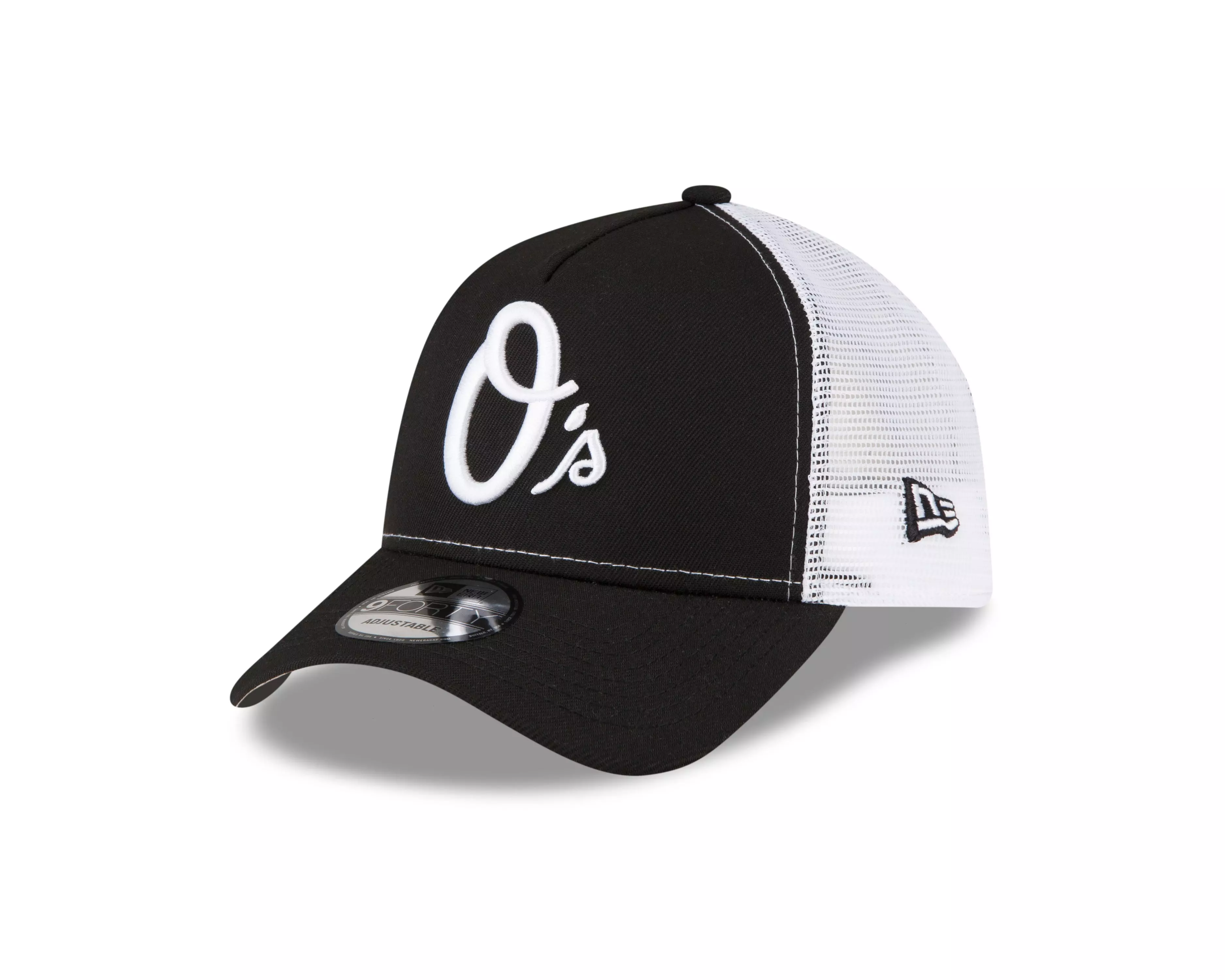 New Era Baltimore Orioles 9FORTY Trucker Snapback Hat - BLACK/WHITE