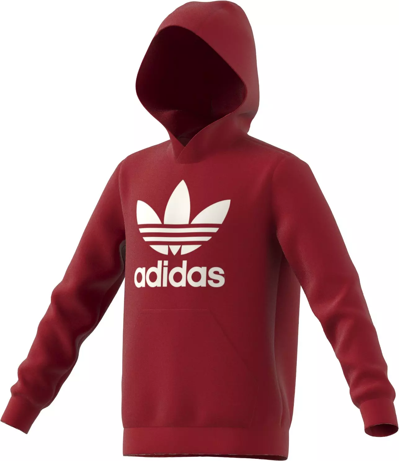 adidas Big Boys' Trefoil Logo Pullover Hoodie-Red - RED