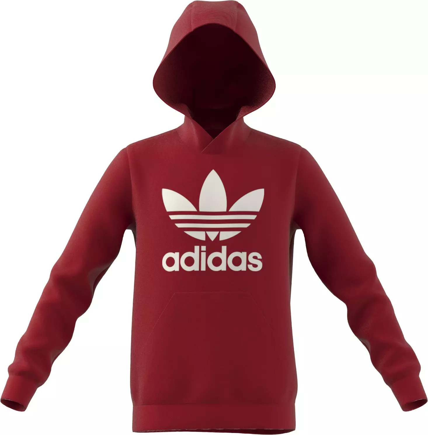 adidas Big Boys' Trefoil Logo Pullover Hoodie-Red - RED