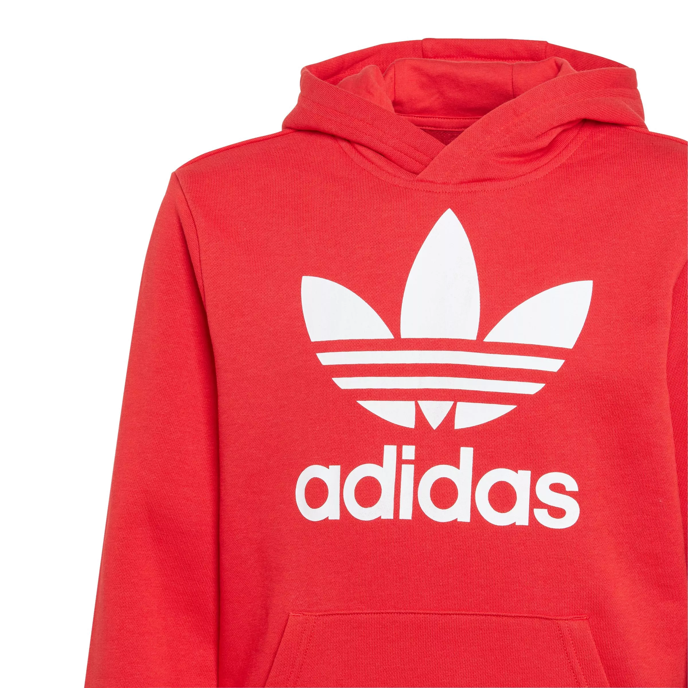 adidas Big Boys' Trefoil Logo Pullover Hoodie-Red - RED