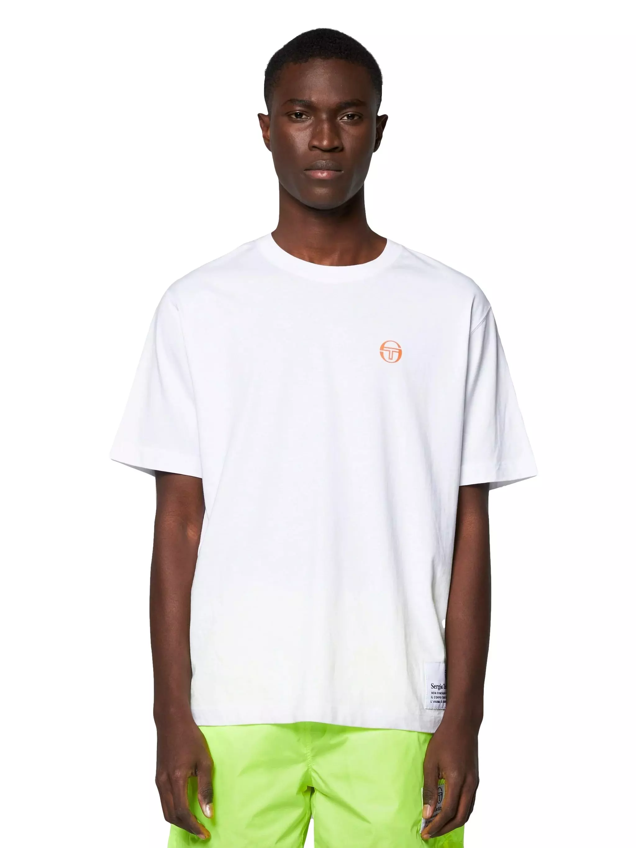 Sergio Tacchini Men's Vernazza Tee - White/Orange - WHITE