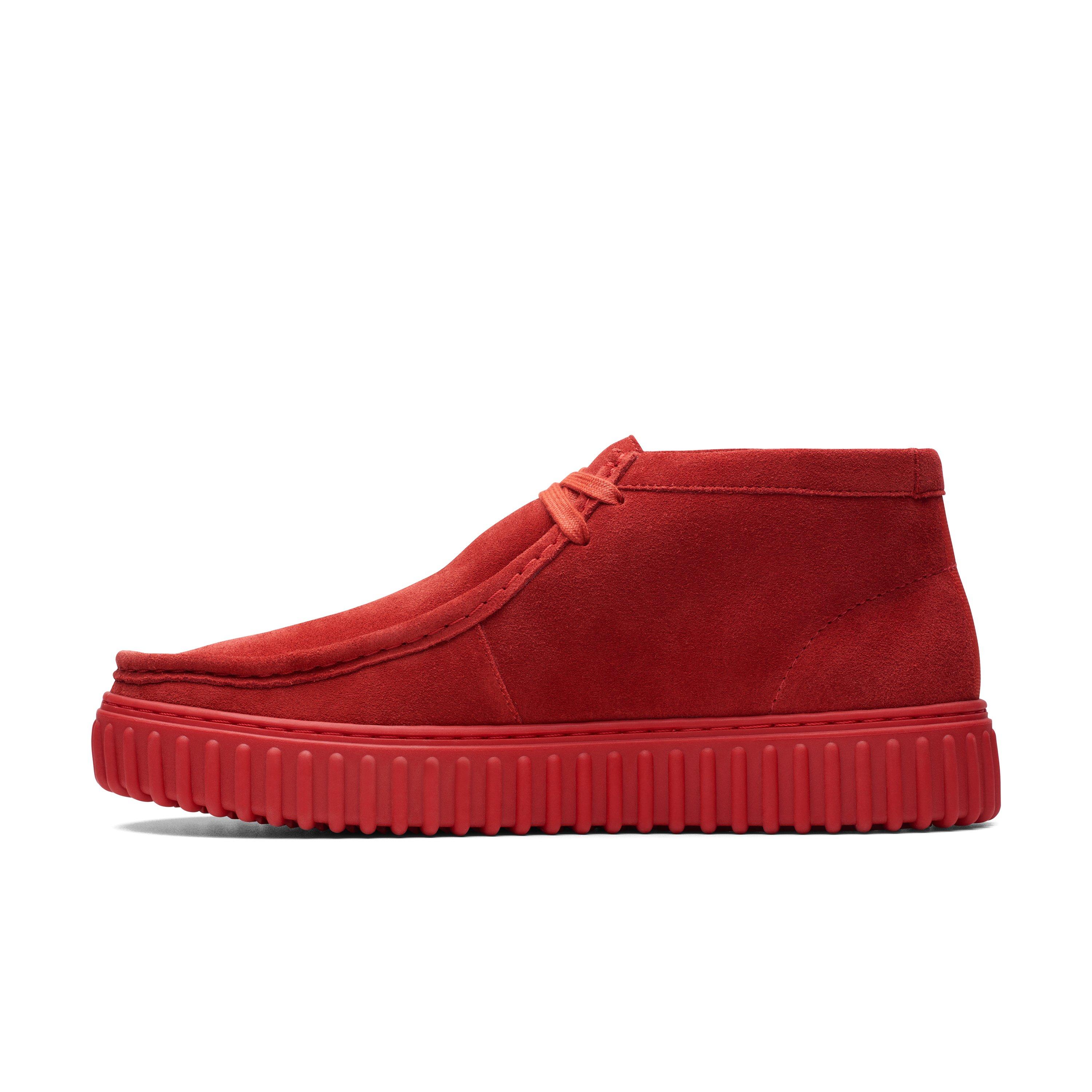 Clarks red suede shop shoes