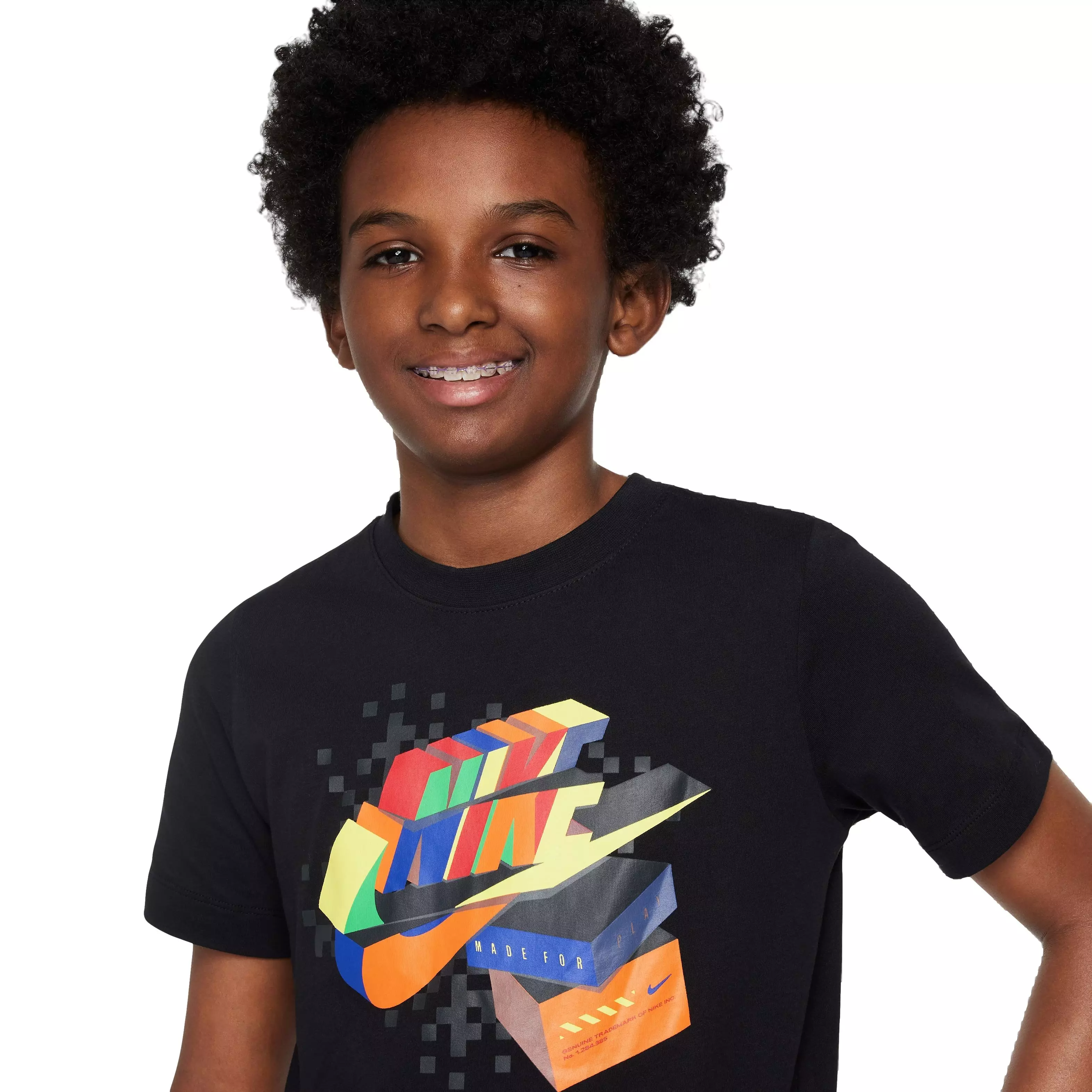 Nike Big Boys' Stop Playing Colorblock Gel Tee - BLACK