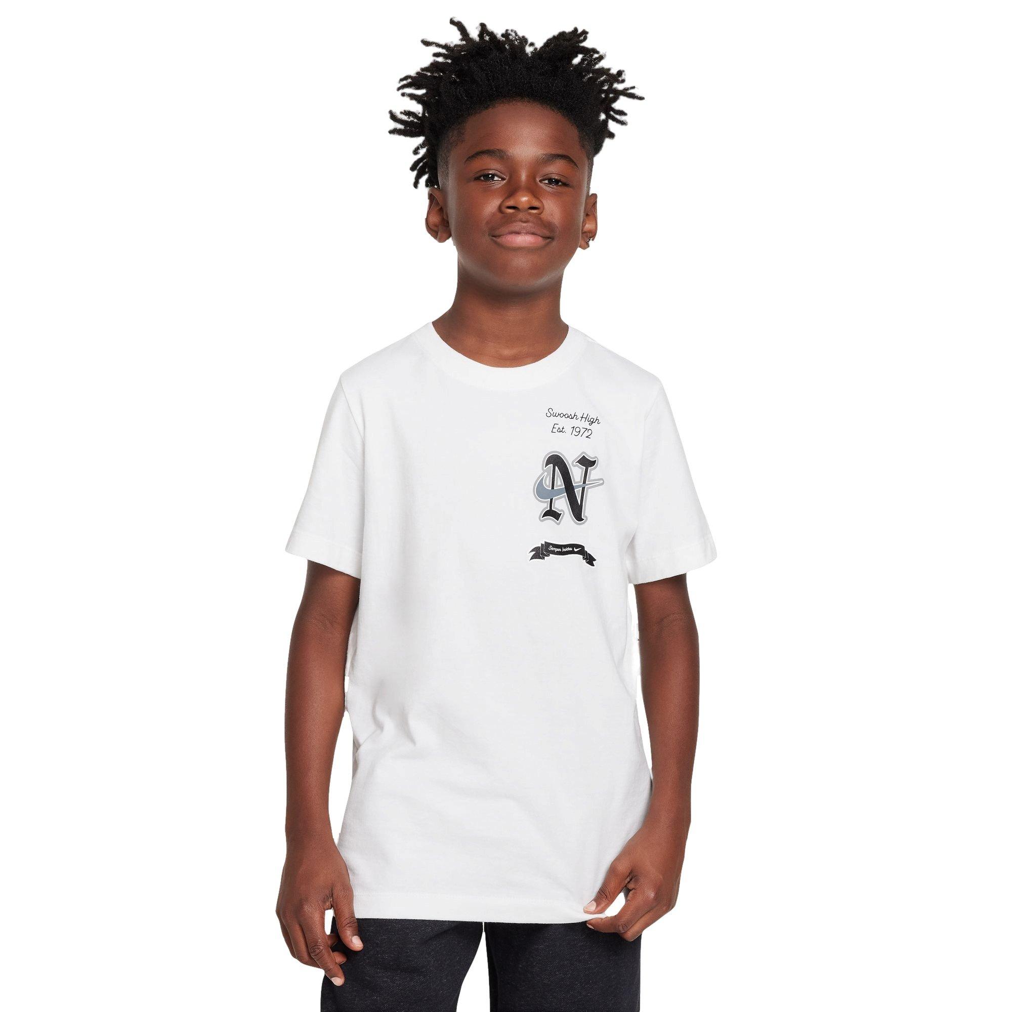 Nike Big Boys' Sportswear Swoosh Jr. High Gel Tee - WHITE Thumbnail View 1