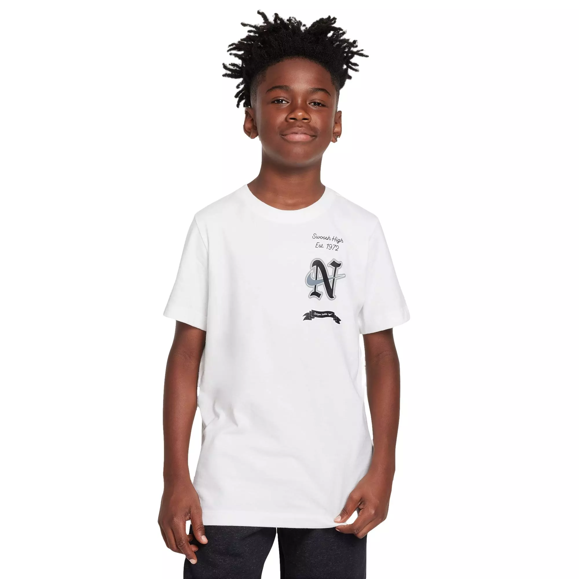 Nike Big Boys' Sportswear Swoosh Jr. High Gel Tee - Hibbett