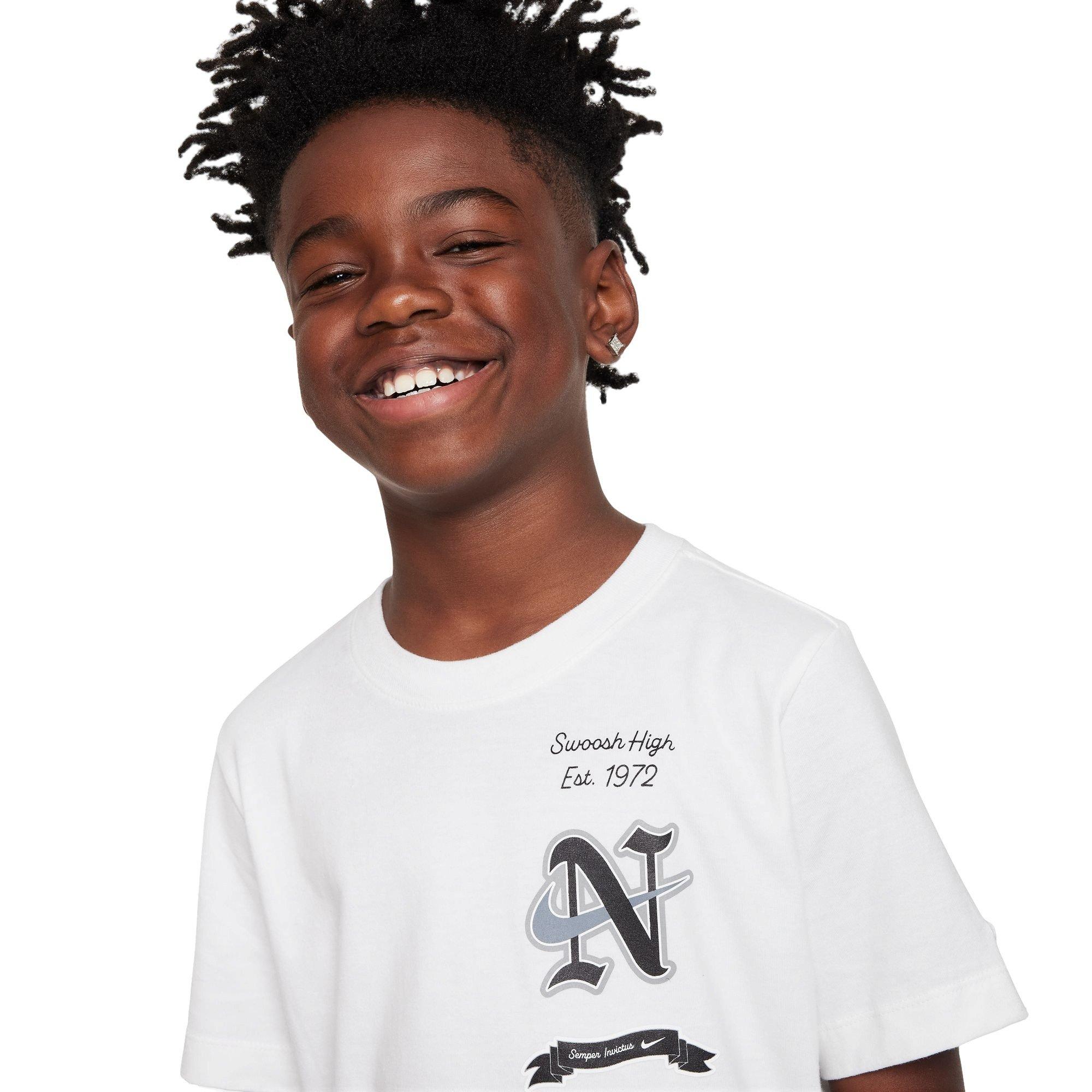 Nike Big Boys' Sportswear Swoosh Jr. High Gel Tee - WHITE Thumbnail View 3