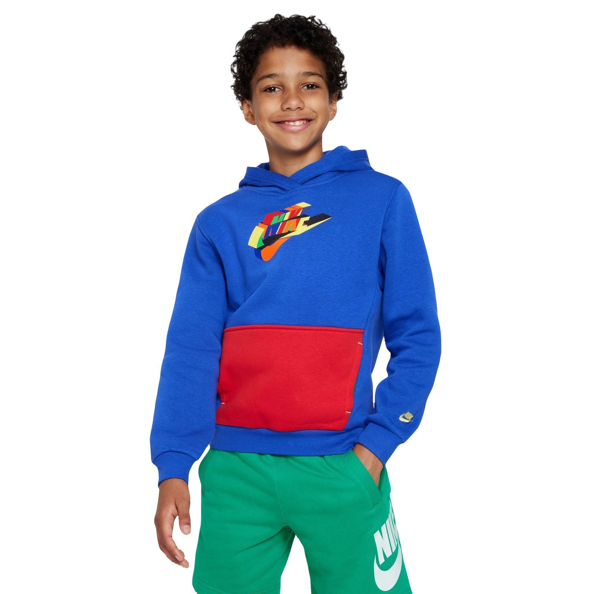 Nike Colorblock Gel Big Boys' Blue Hoodie
