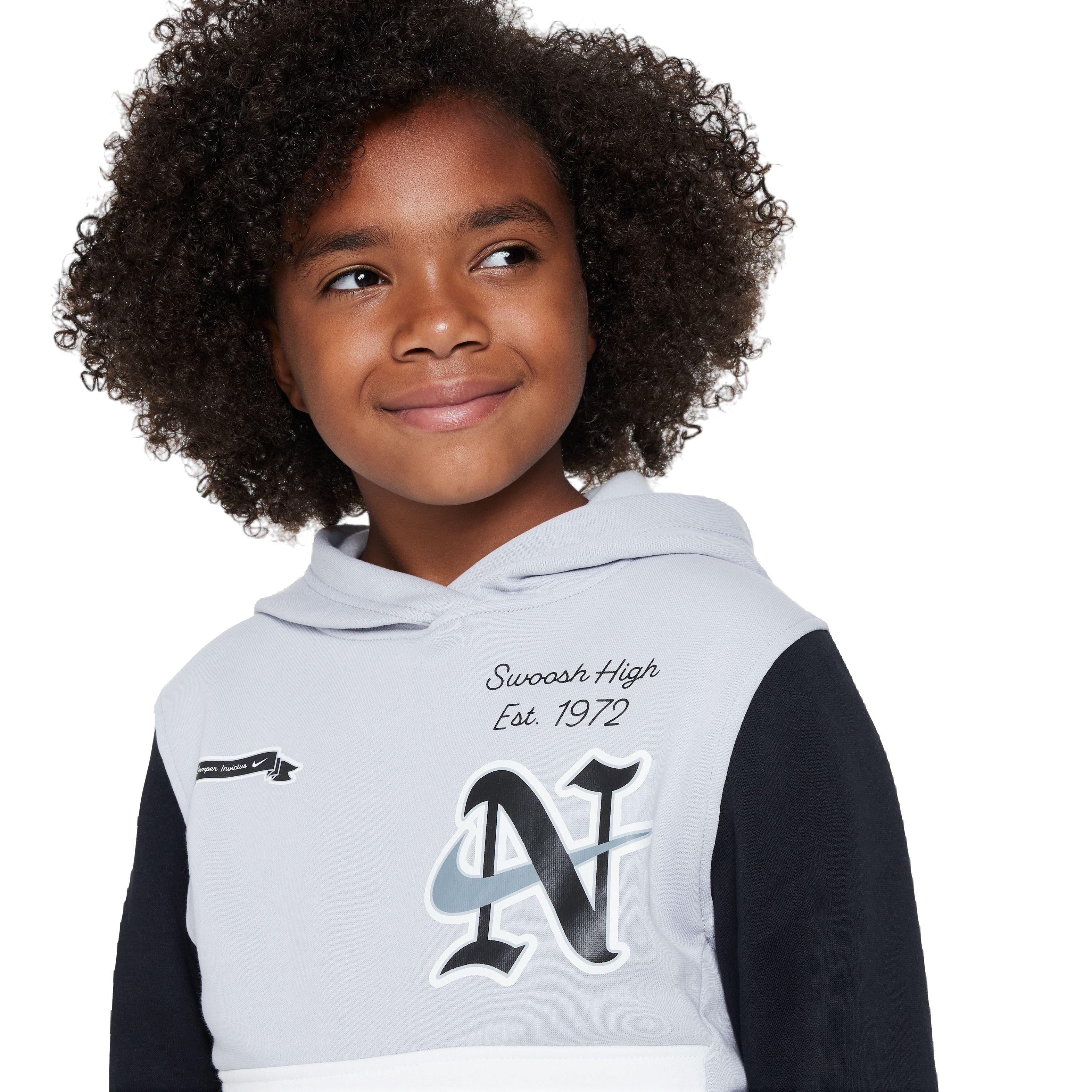 Nike Sportswear Club Fleece Gel Big Boys' Grey Pullover Hoodie