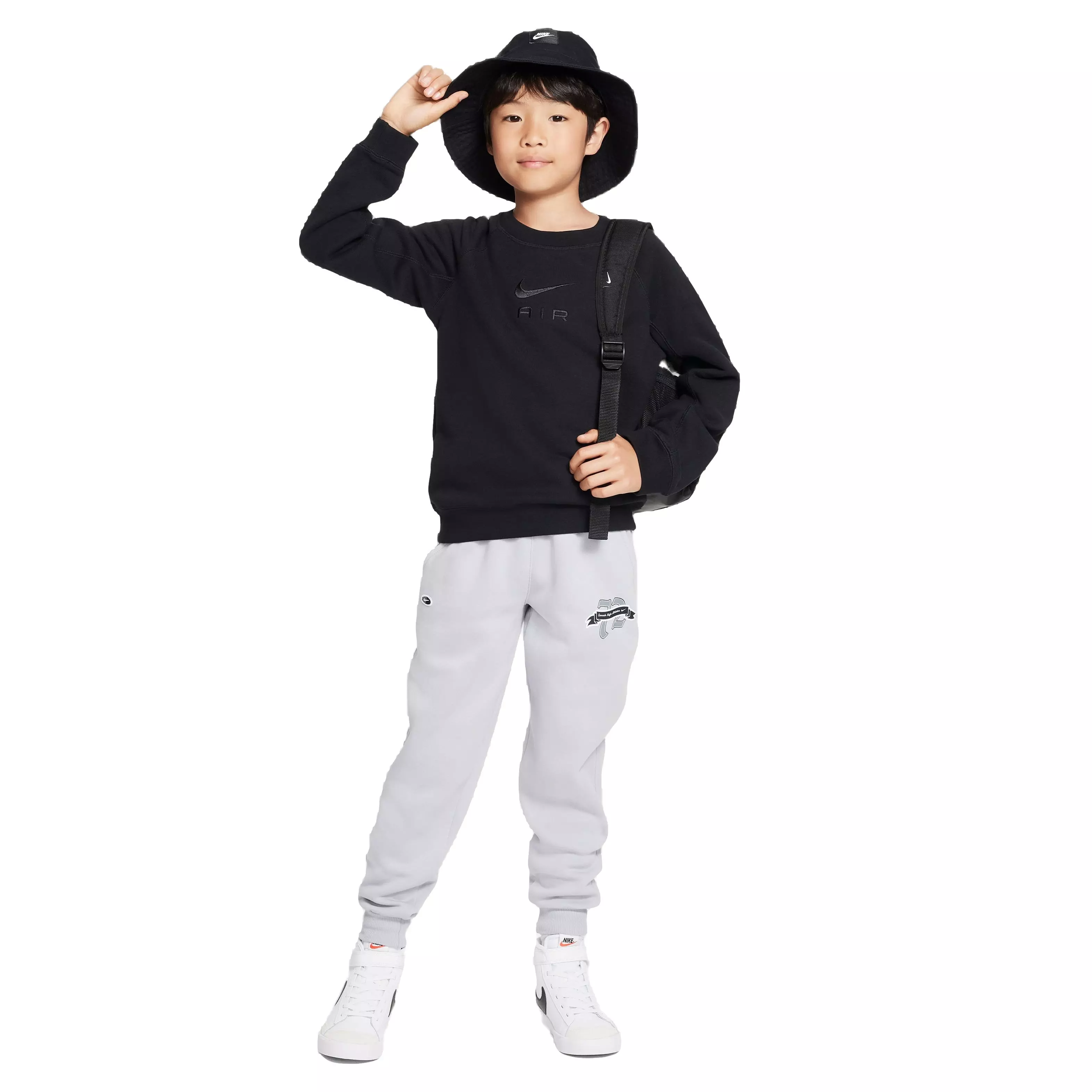 Nike Big Boys' Sportswear Swoosh High-Rise Gel Joggers - GREY