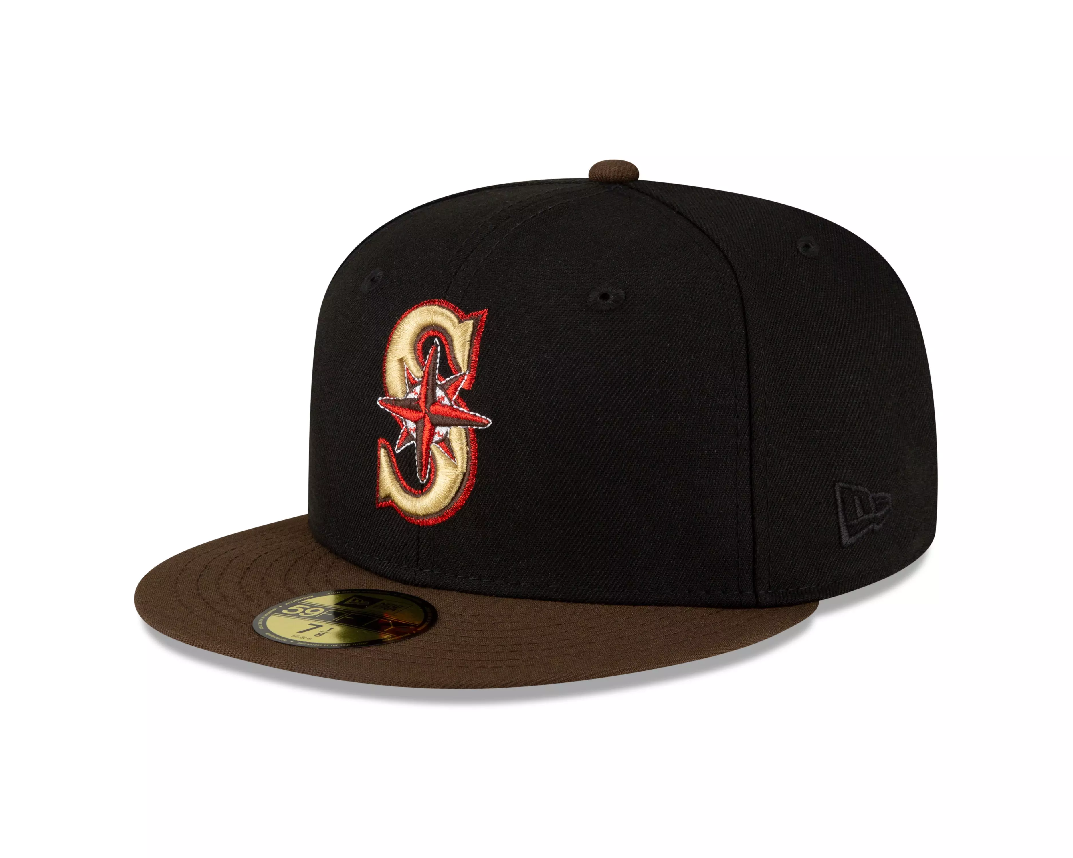 New Era Seattle Mariners 59FIFTY 30th Anniversary Fitted Hat-Black/Walnut - BLACK/BROWN
