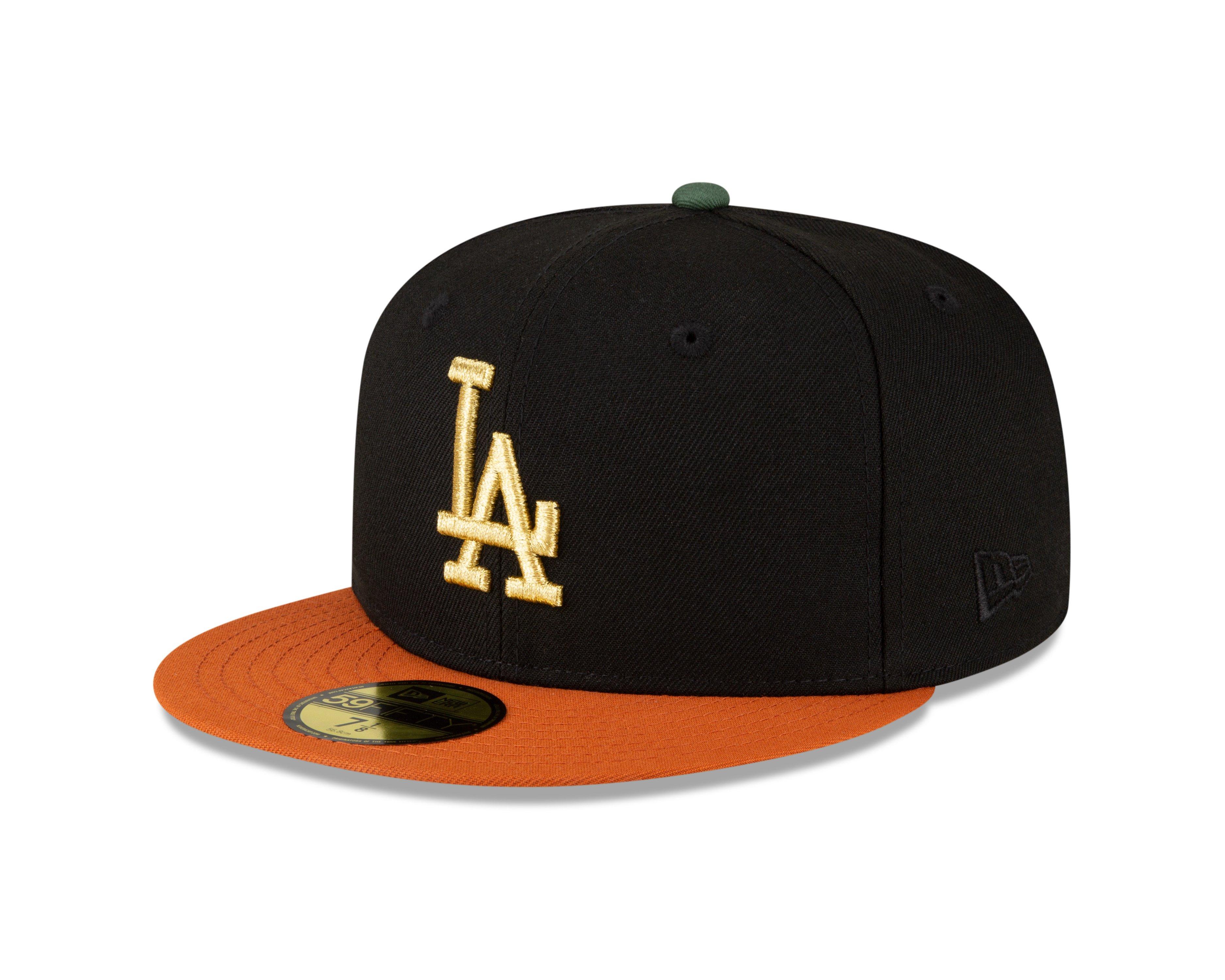 New Era Los Angeles Dodgers 59FIFTY 100th Anniversary Fitted Hat-Black Rust - BLACK/ORANGE