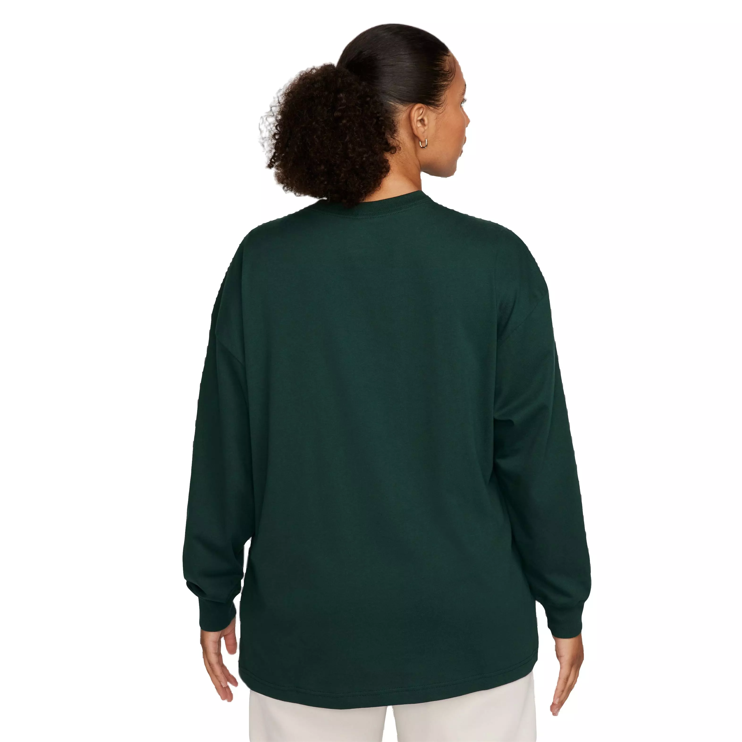 Nike Women's Sportswear Essentials Oversized Bold Long-Sleeve Tee-Green - GREEN