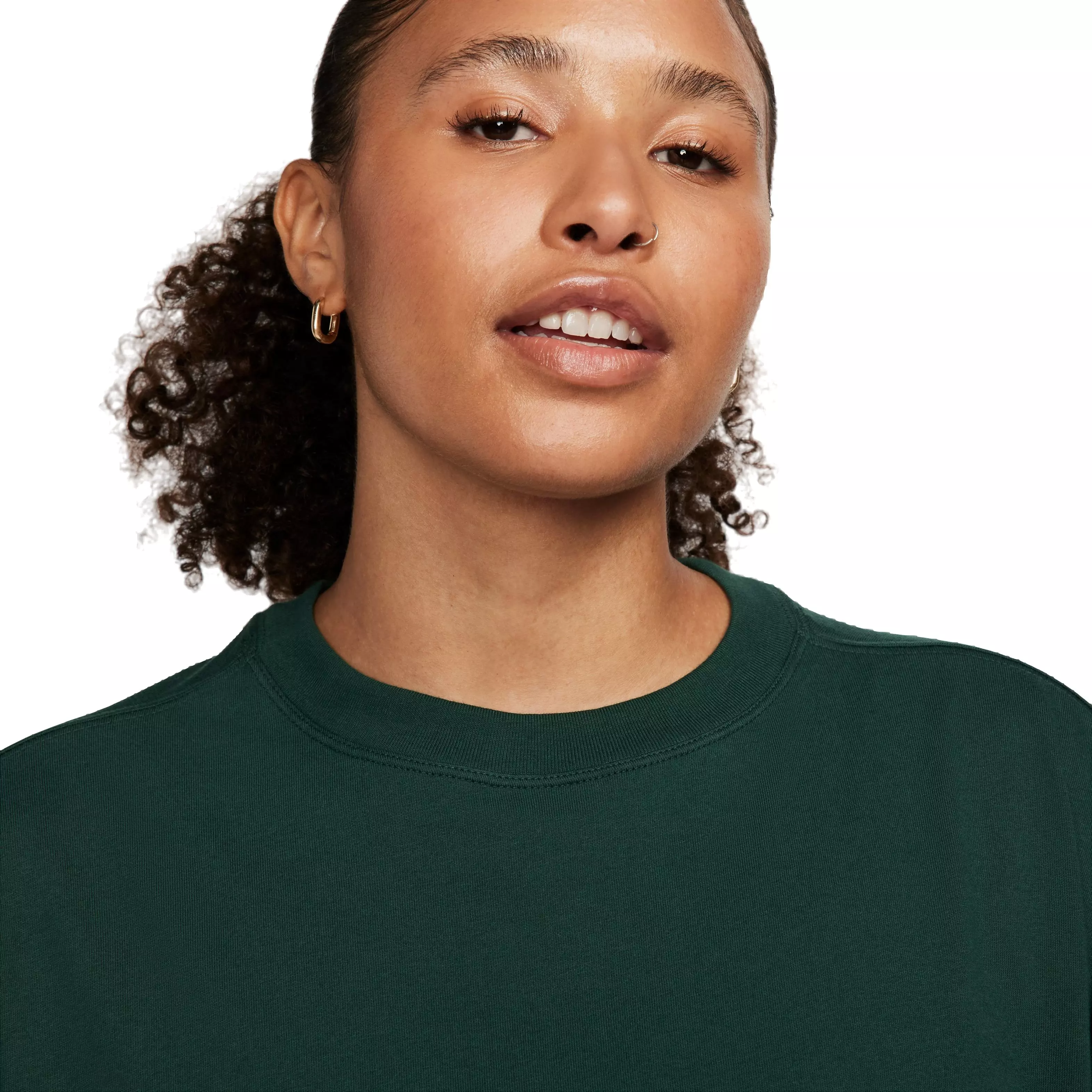 Nike Women's Sportswear Essentials Oversized Bold Long-Sleeve Tee-Green - GREEN
