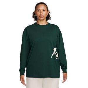 Nike Women's Sportswear Essentials Oversized Bold Long-Sleeve Tee-Green