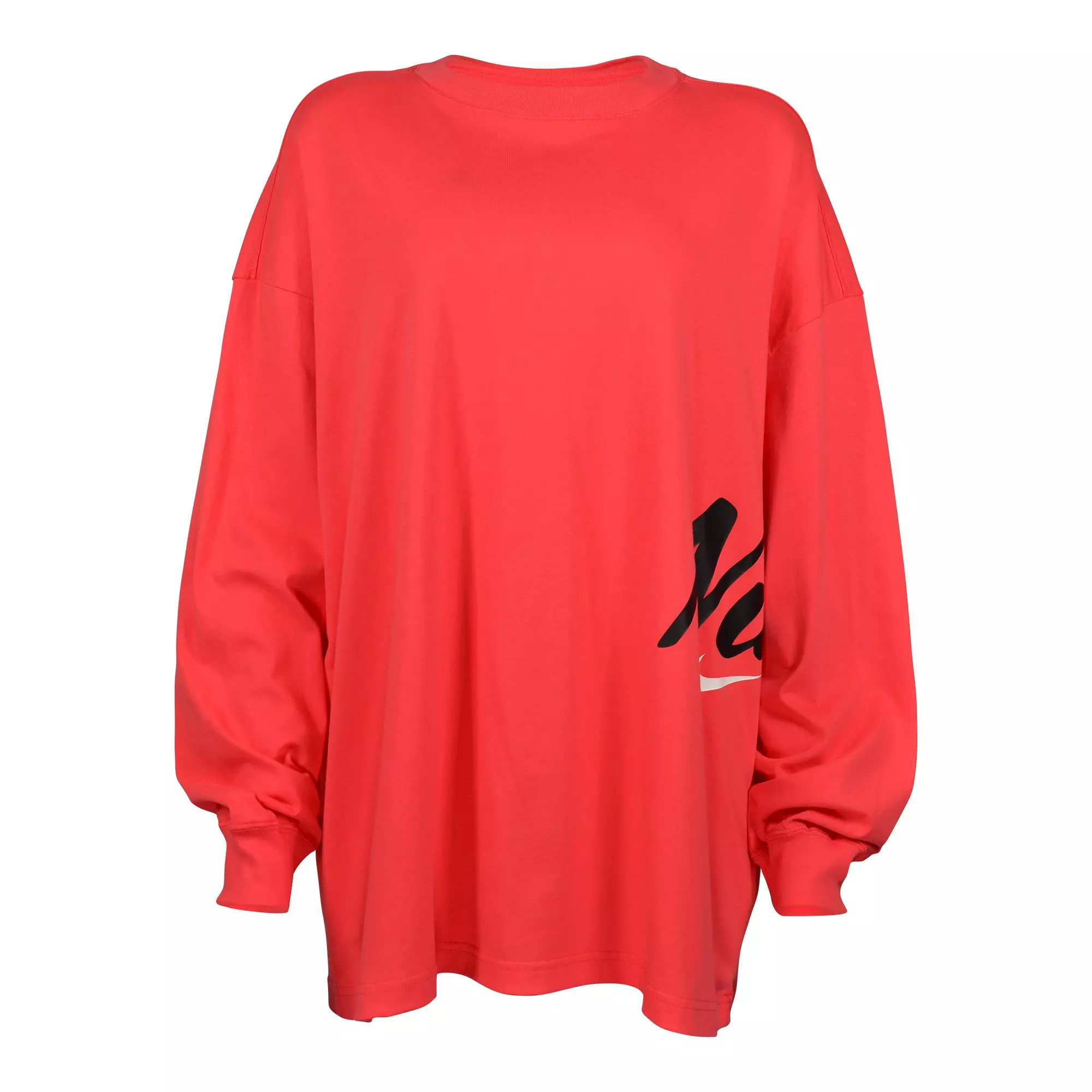 Nike Women's Sportswear Essential Oversized Bold Long-Sleeve Tee - RED