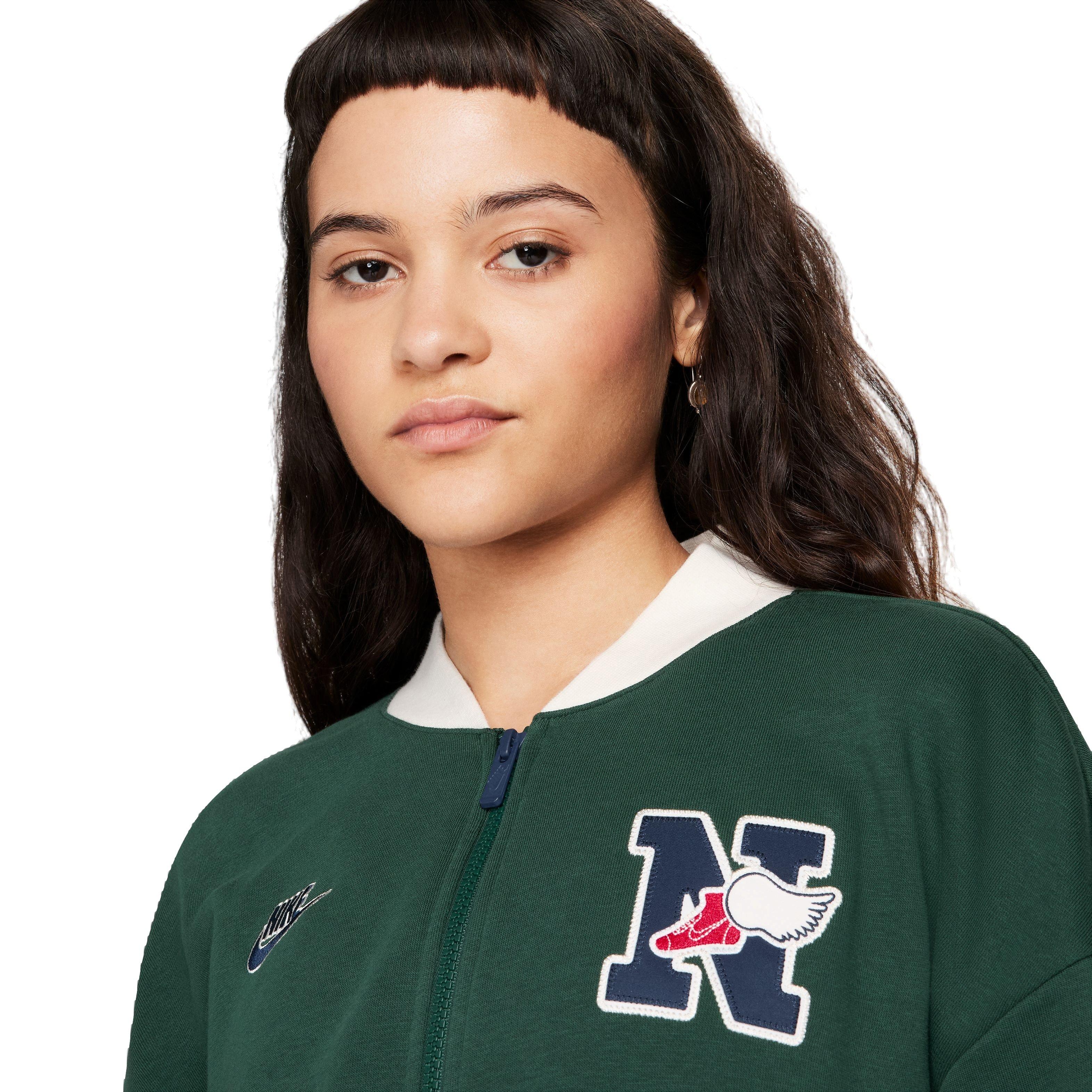 Nike Women's Sportswear Club Exeter '74 Cropped Fleece Jacket - GREEN Thumbnail View 3