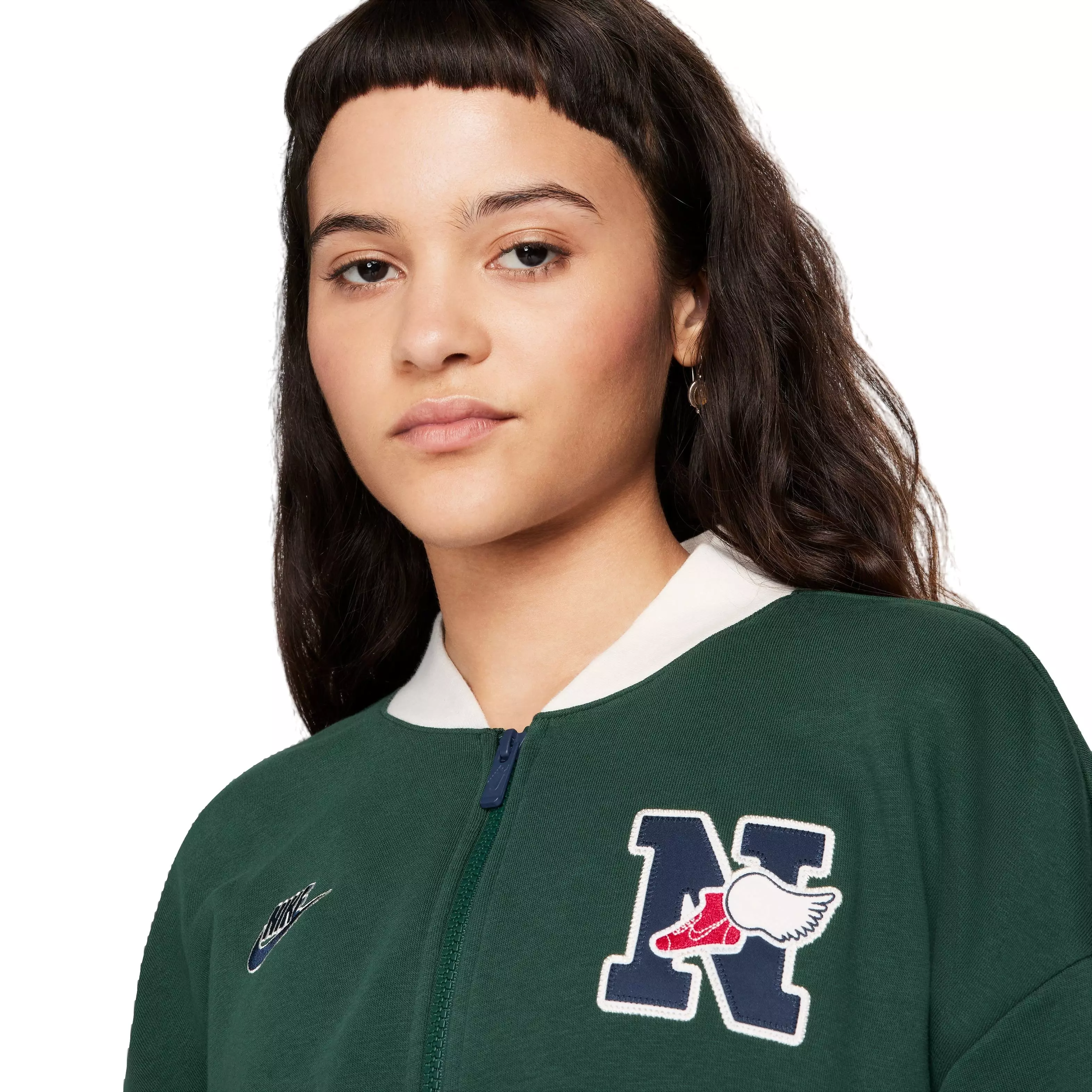 Nike Women's Sportswear Club Exeter '74 Cropped Fleece Jacket - GREEN