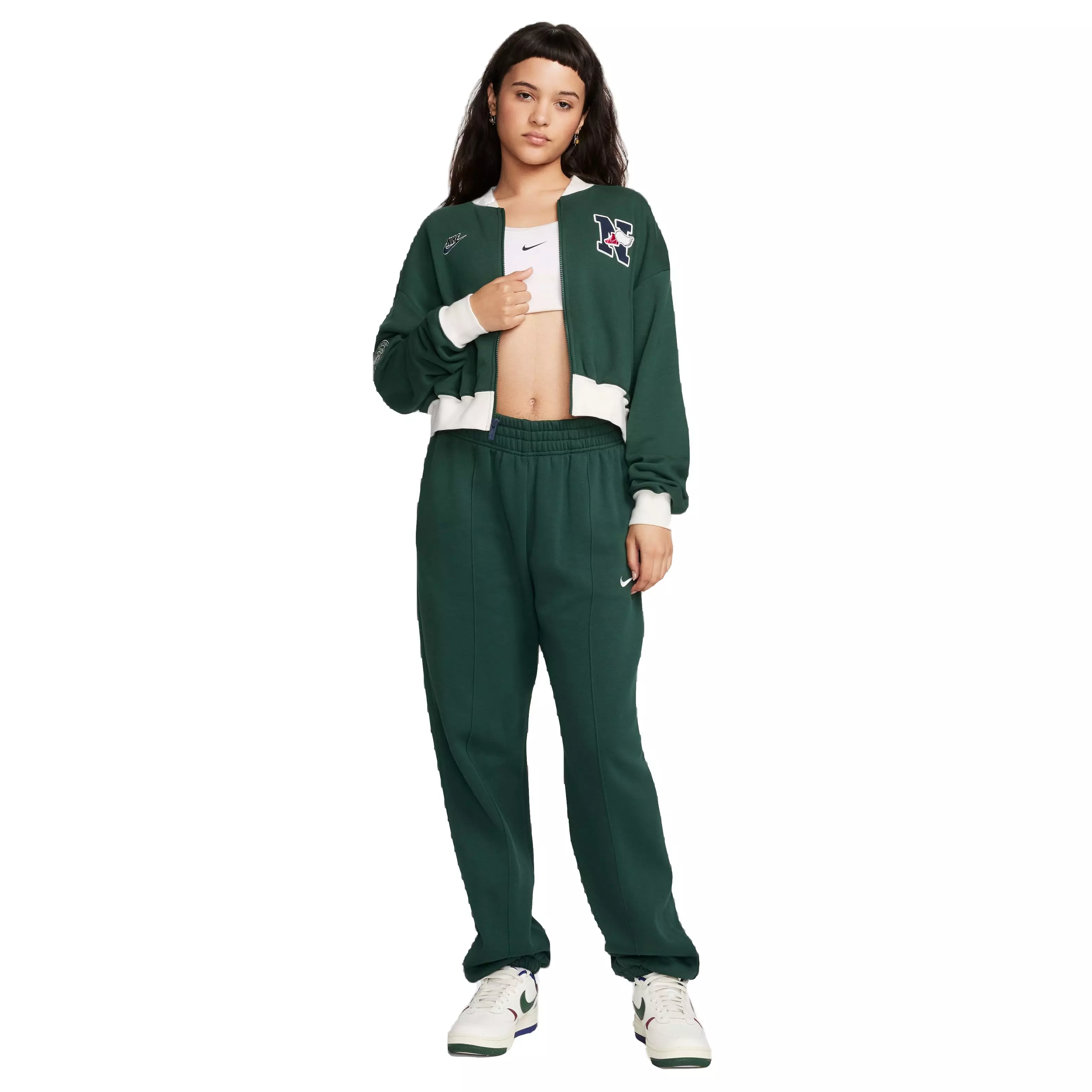 Nike Women's Sportswear Club Exeter '74 Cropped Fleece Jacket - GREEN