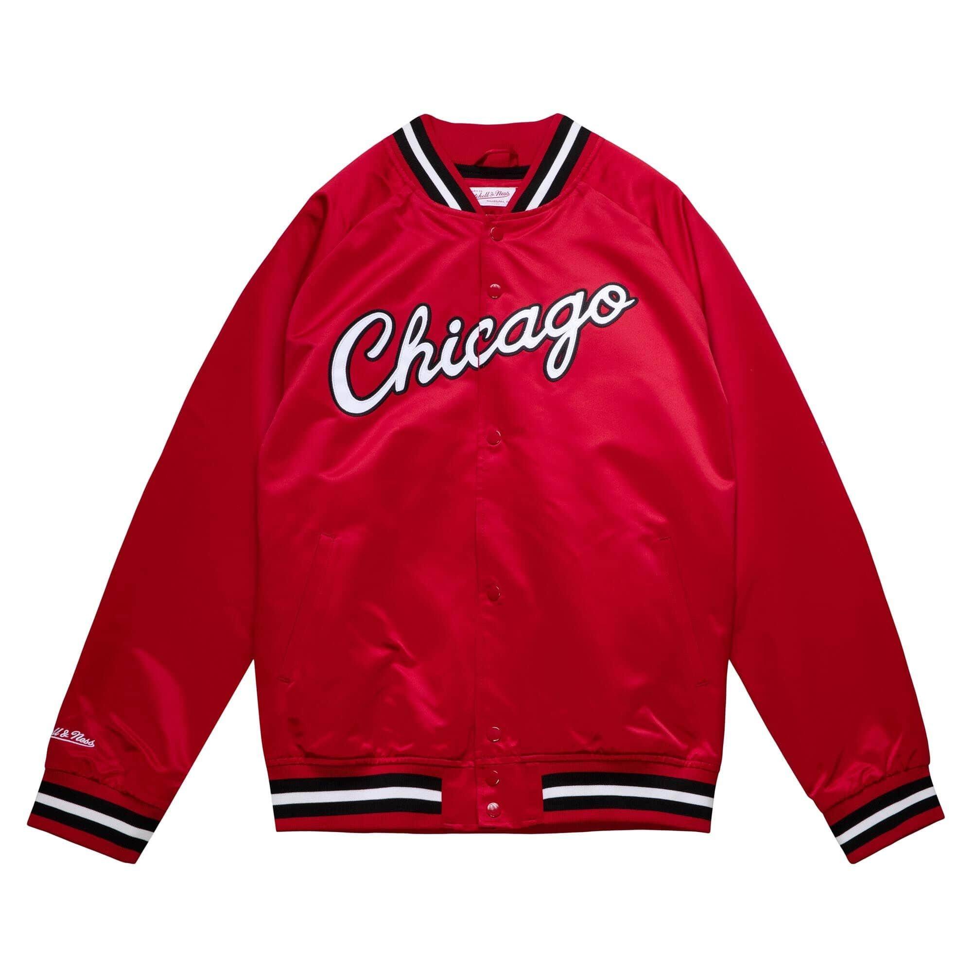 Mitchell & Ness Men's Chicago Bulls Lightweight Satin Jacket-Red - RED Thumbnail View 1