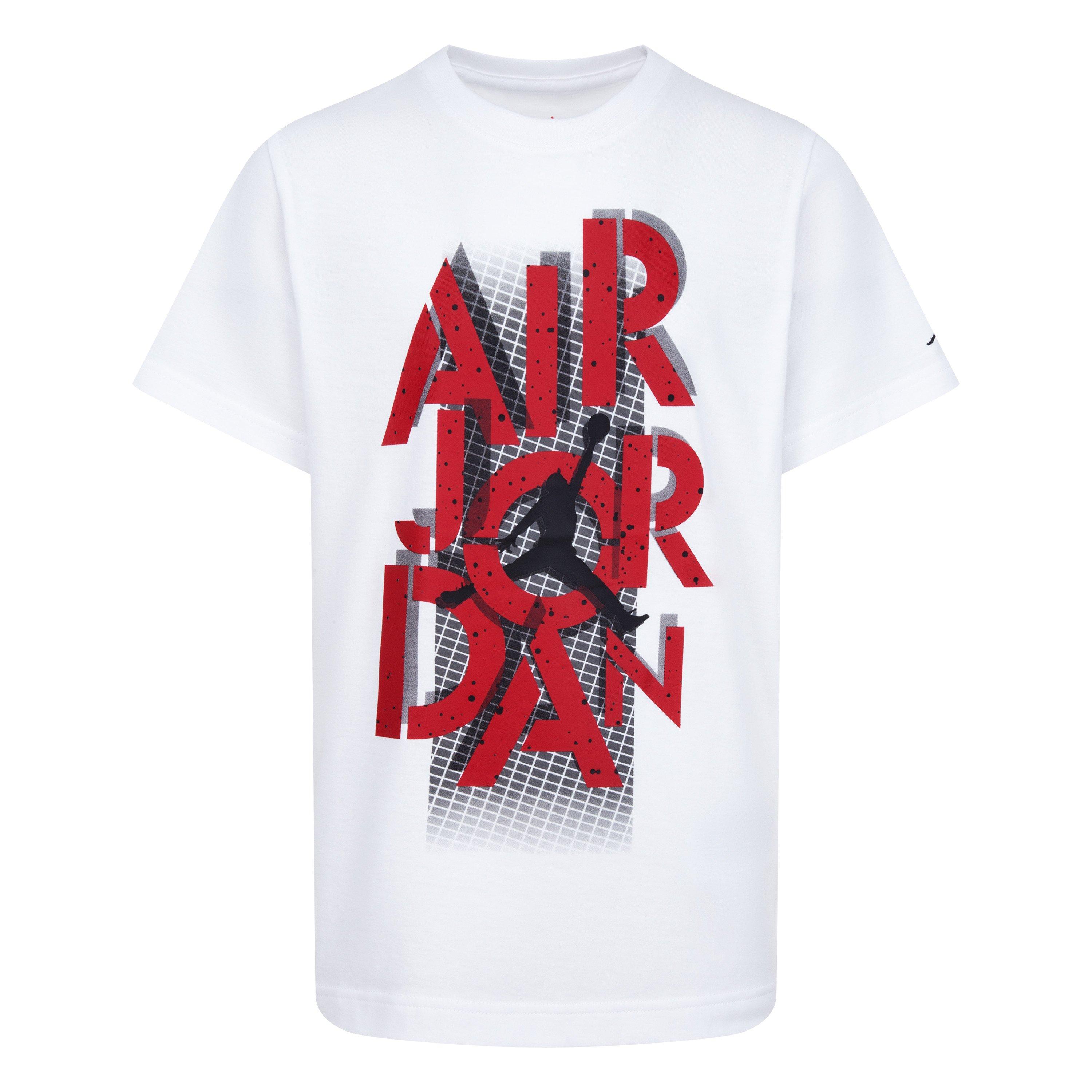Jordan Big Boys' AJ4 Gridlock "Red Cement" Tee - WHITE Thumbnail View 1