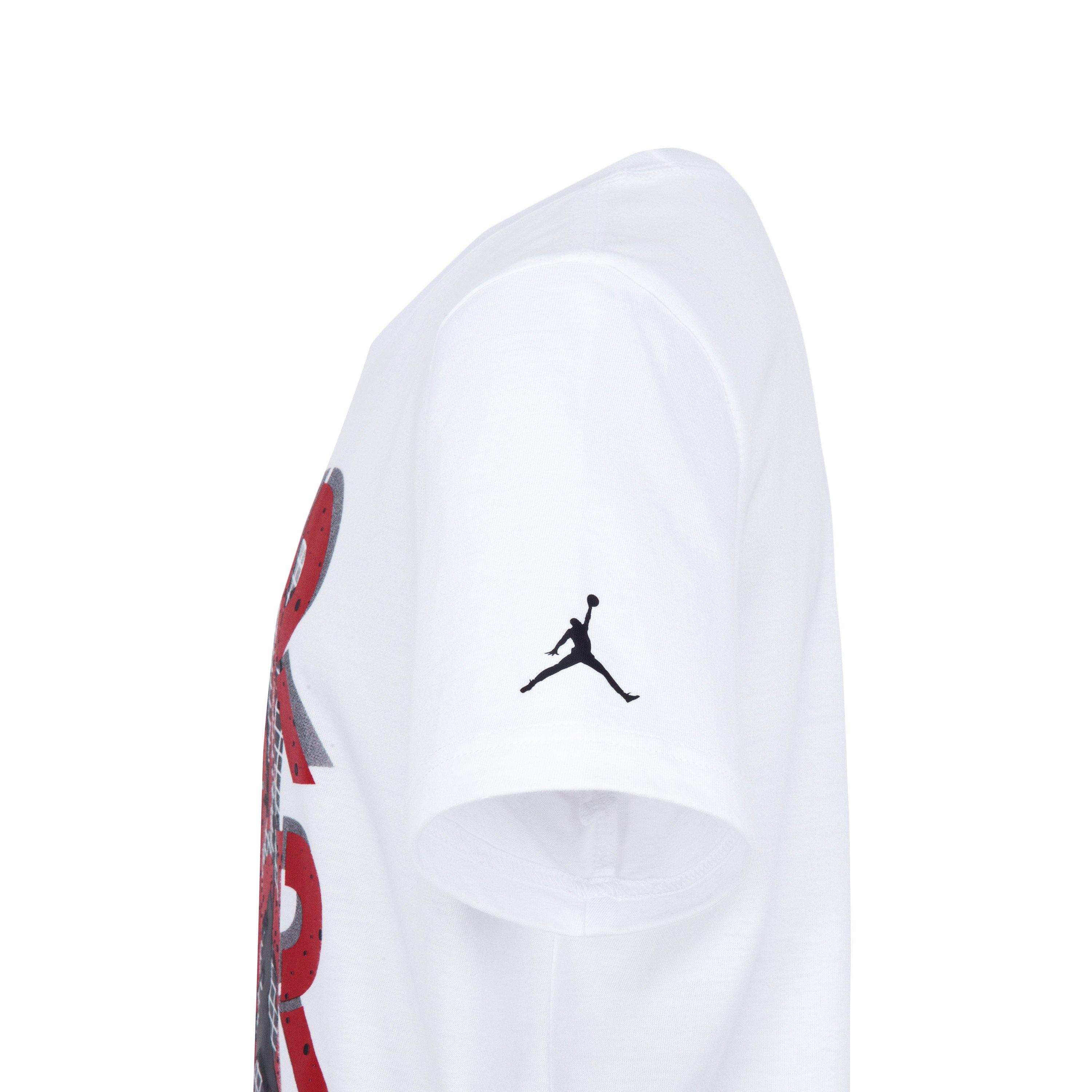 Jordan Big Boys' AJ4 Gridlock "Red Cement" Tee - WHITE Thumbnail View 4