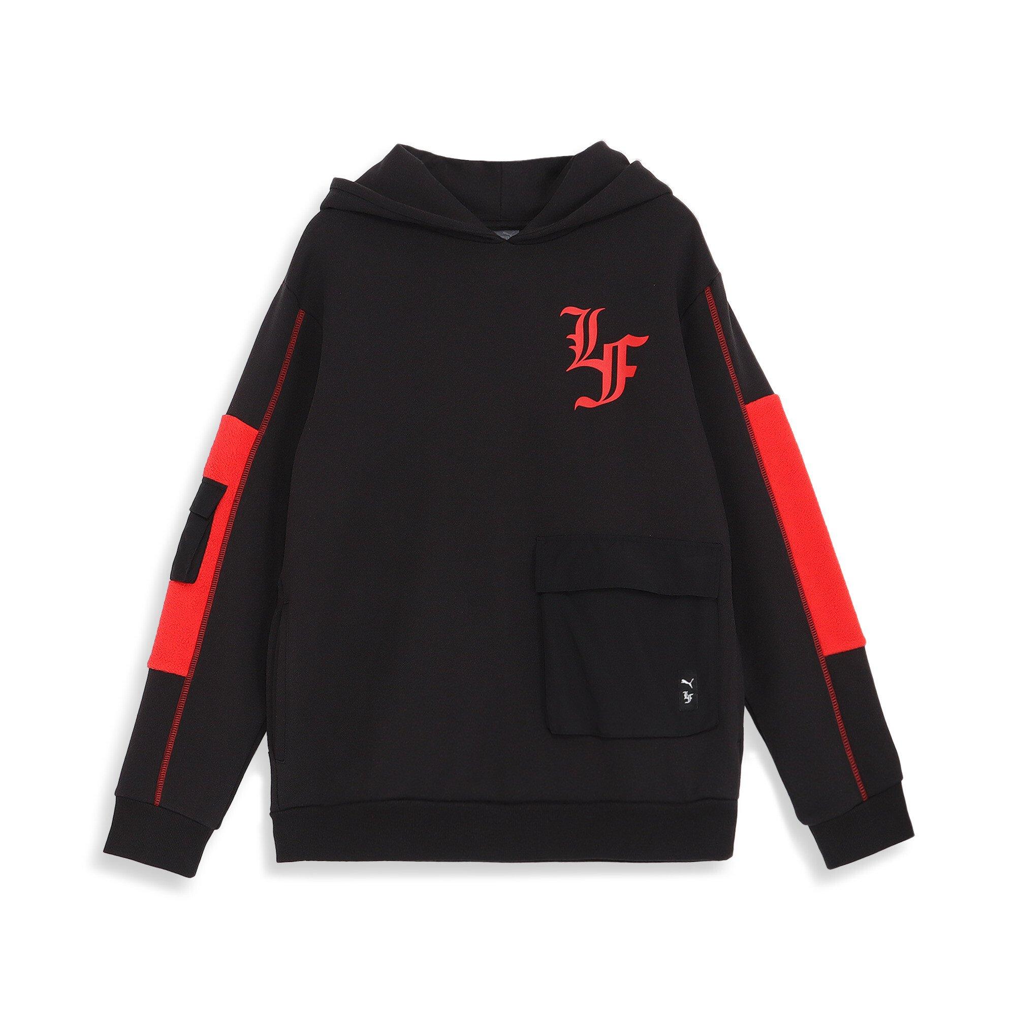 PUMA Men's Hoops x LaFrance Holiday Cargo Pullover Hoodie - BLACK Thumbnail View 1