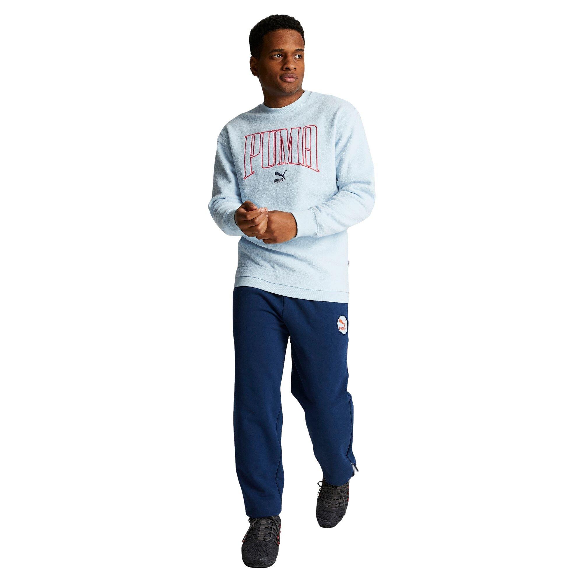 PUMA Men's Now And Then Crewneck Sweatshirt - BLUE Thumbnail View 3