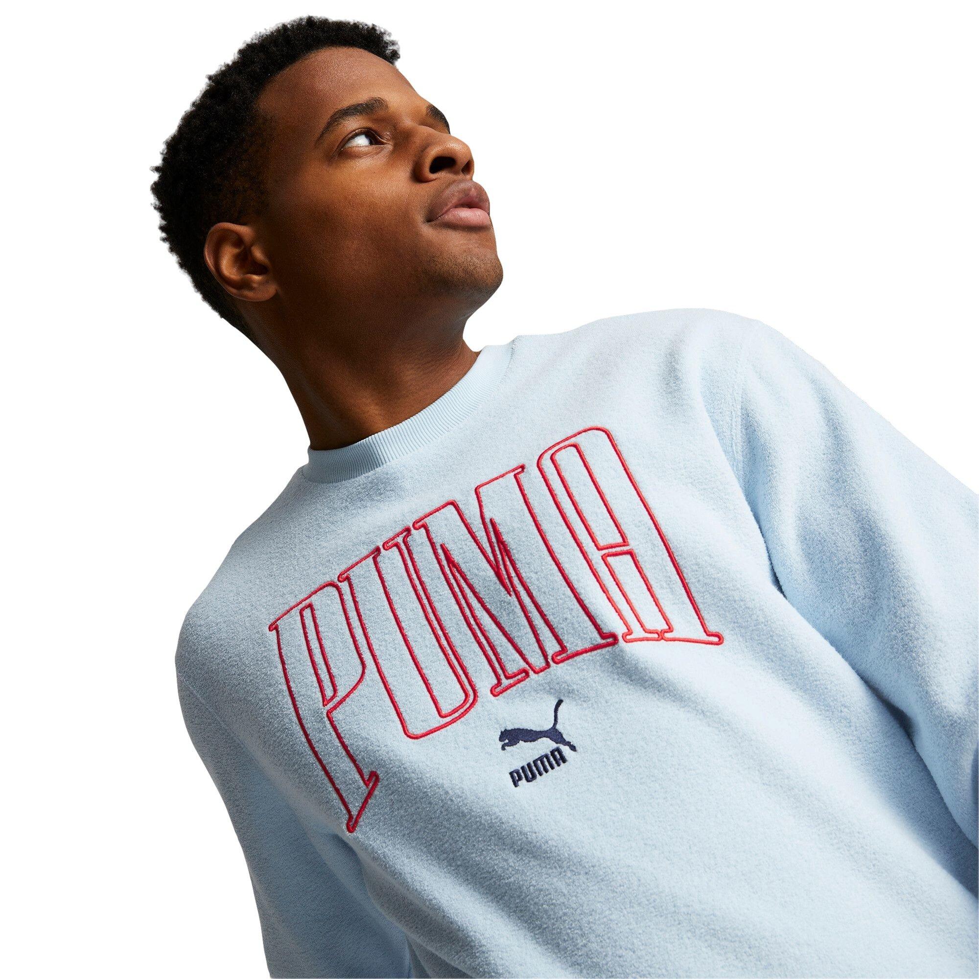 PUMA Men's Now And Then Crewneck Sweatshirt - BLUE Thumbnail View 4