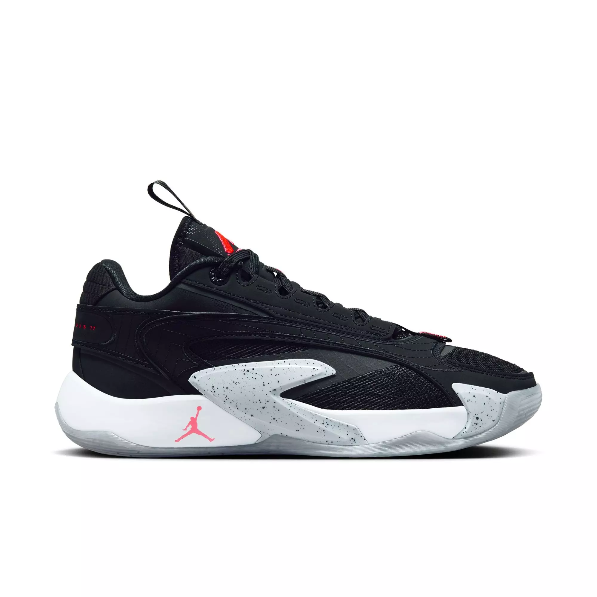 Jordan Luka 2 "Black Wolf Grey" Men's Basketball Shoe - BLACK/BRIGHT CRIMSON/WOLF GREY