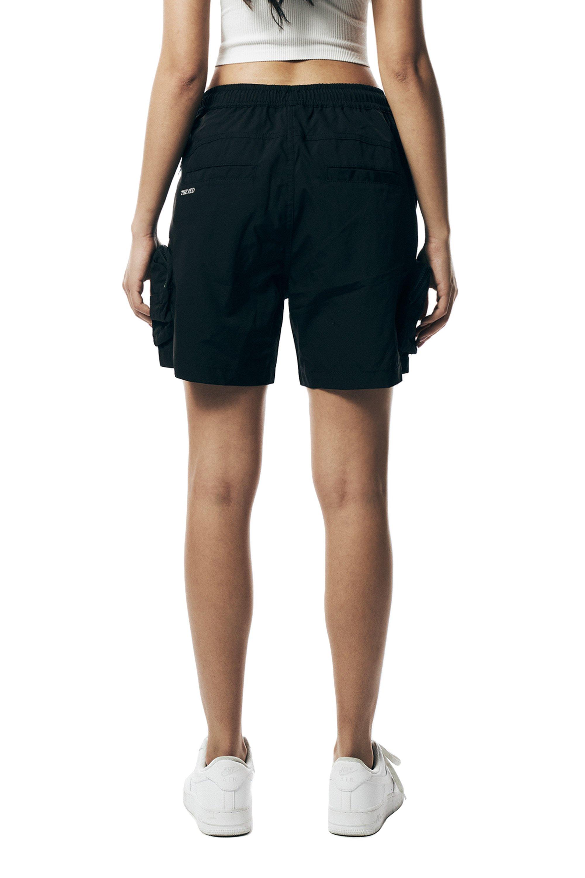 Smoke Rise Women's Cargo Nylon Shorts-Black - BLACK Thumbnail View 2