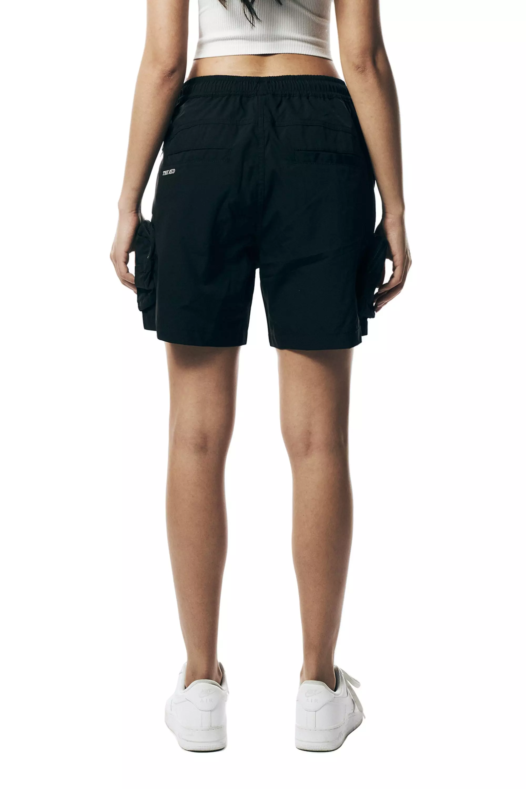 Smoke Rise Women's Cargo Nylon Shorts-Black - BLACK