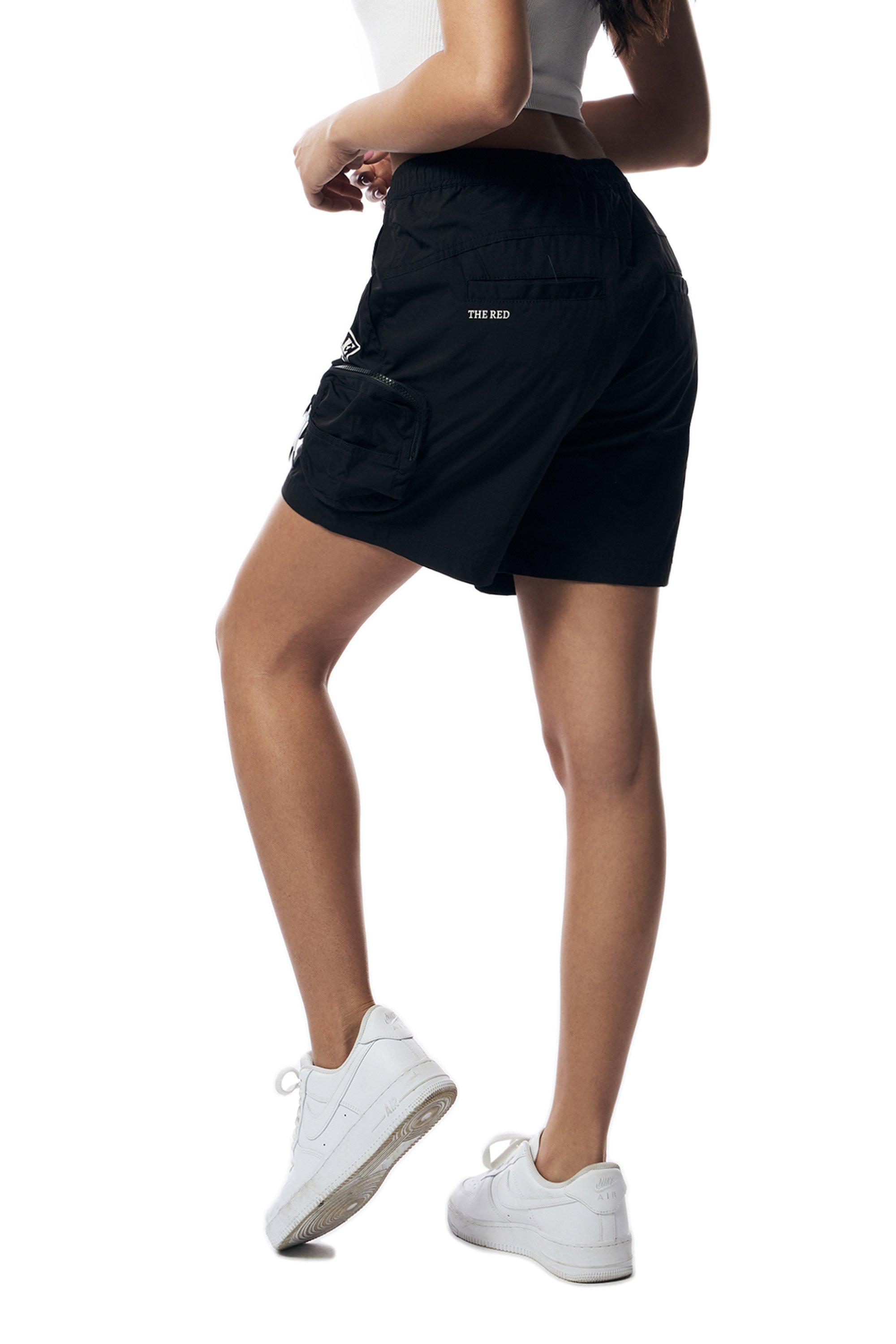 Smoke Rise Women's Cargo Nylon Shorts-Black - BLACK Thumbnail View 3