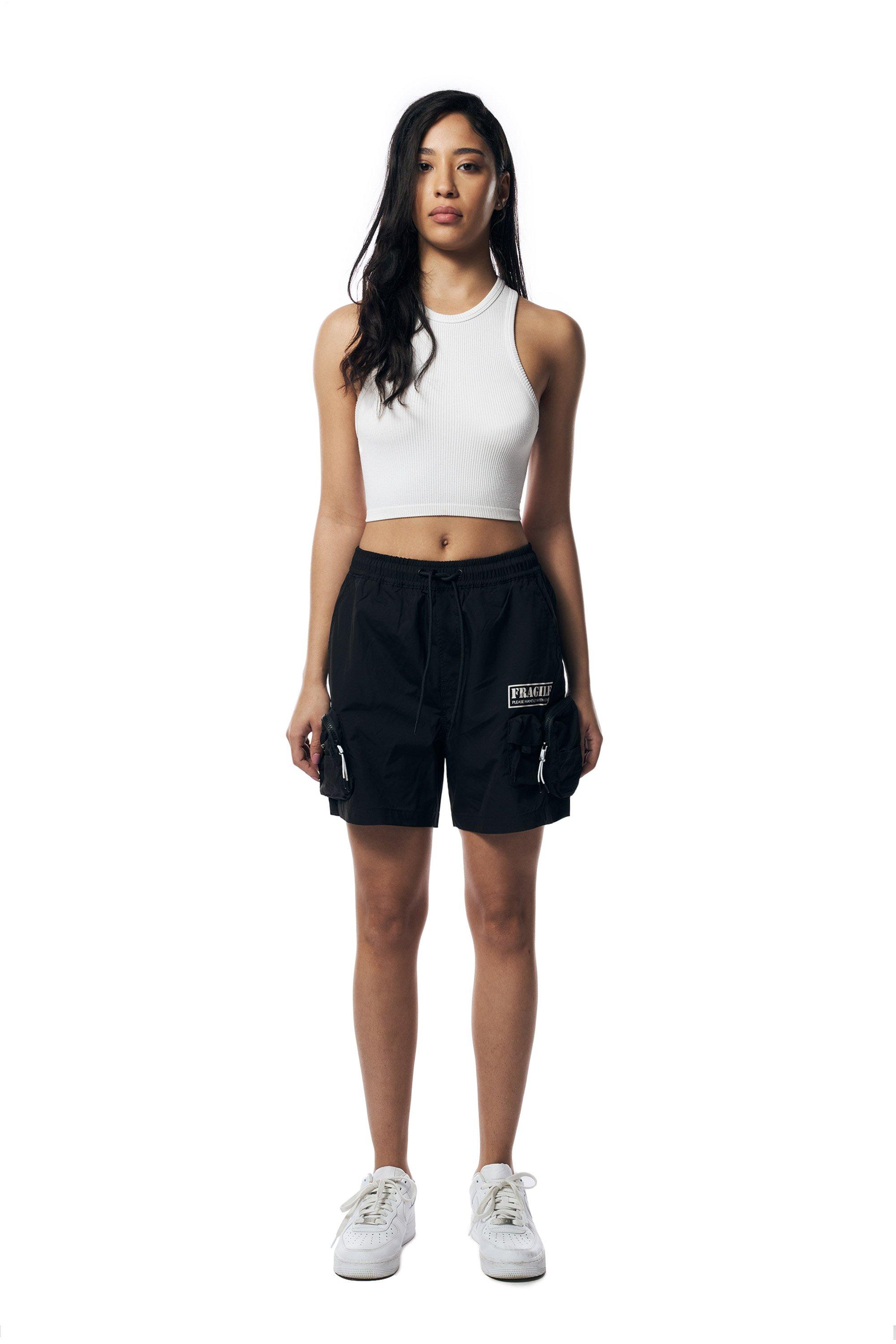 Smoke Rise Women's Cargo Nylon Shorts-Black - BLACK Thumbnail View 5