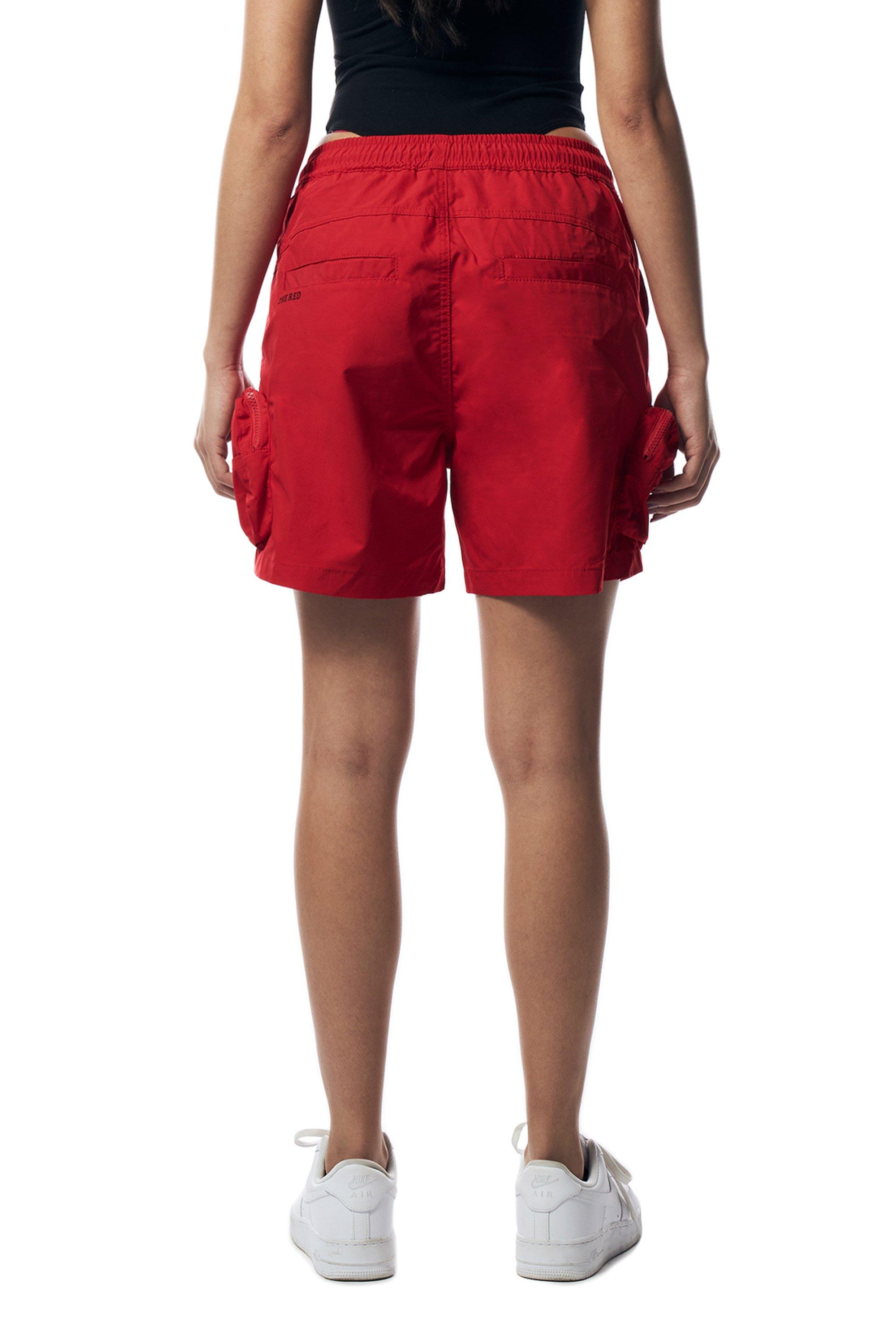 Smoke Rise Women's Cargo Nylon Shorts-Red - RED Thumbnail View 2