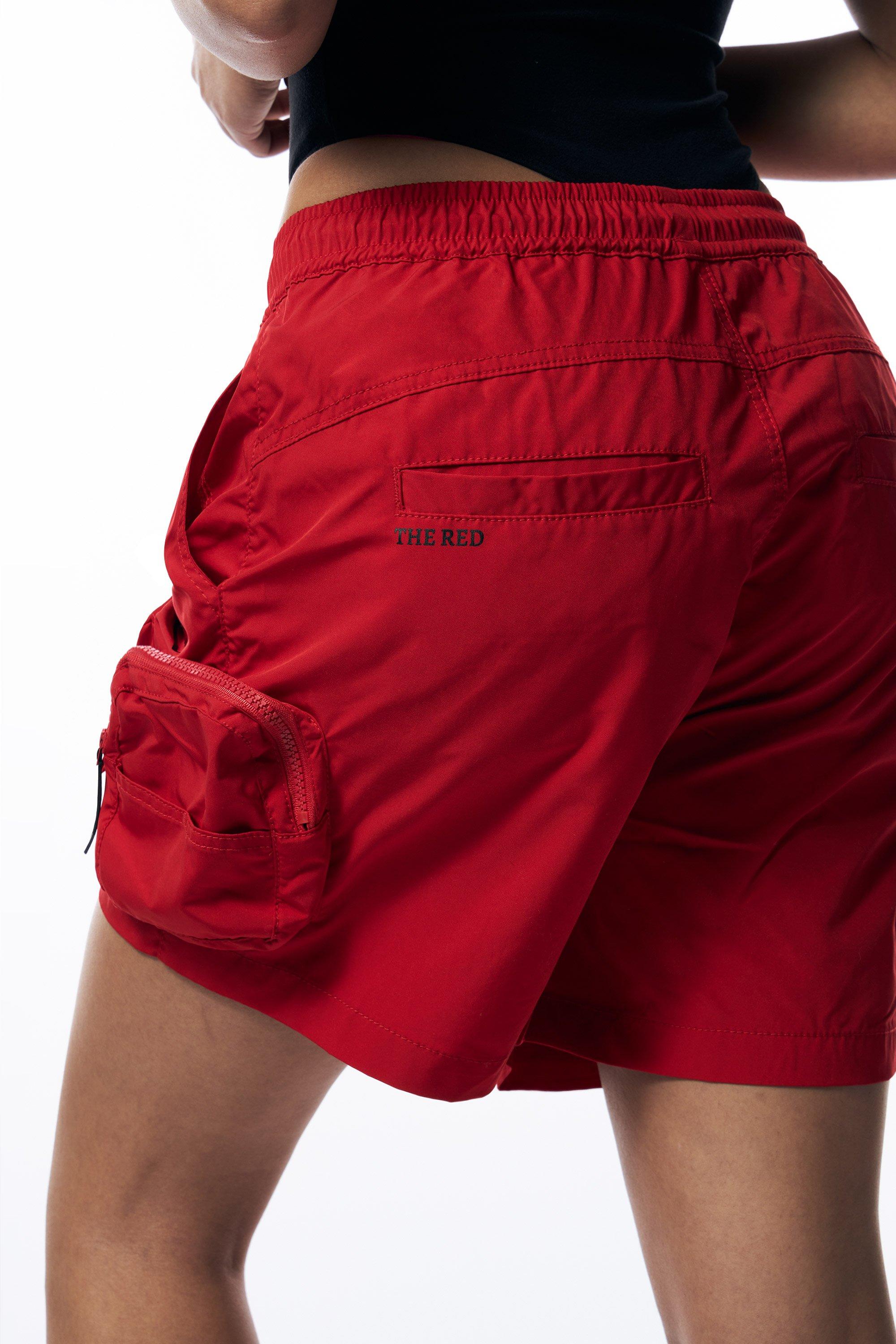 Smoke Rise Women's Cargo Nylon Shorts-Red - RED Thumbnail View 4