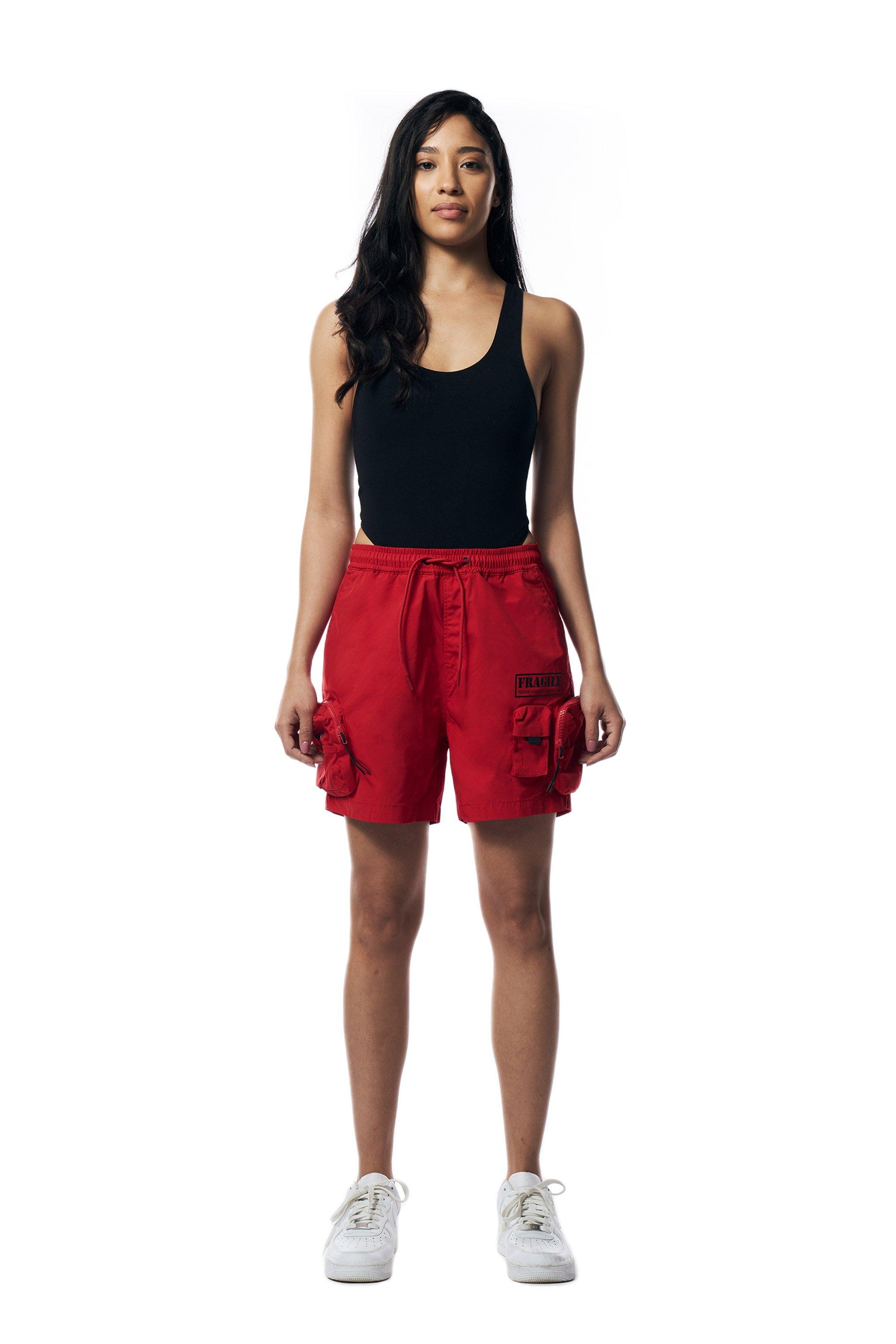 Smoke Rise Women's Cargo Nylon Shorts-Red - RED Thumbnail View 7