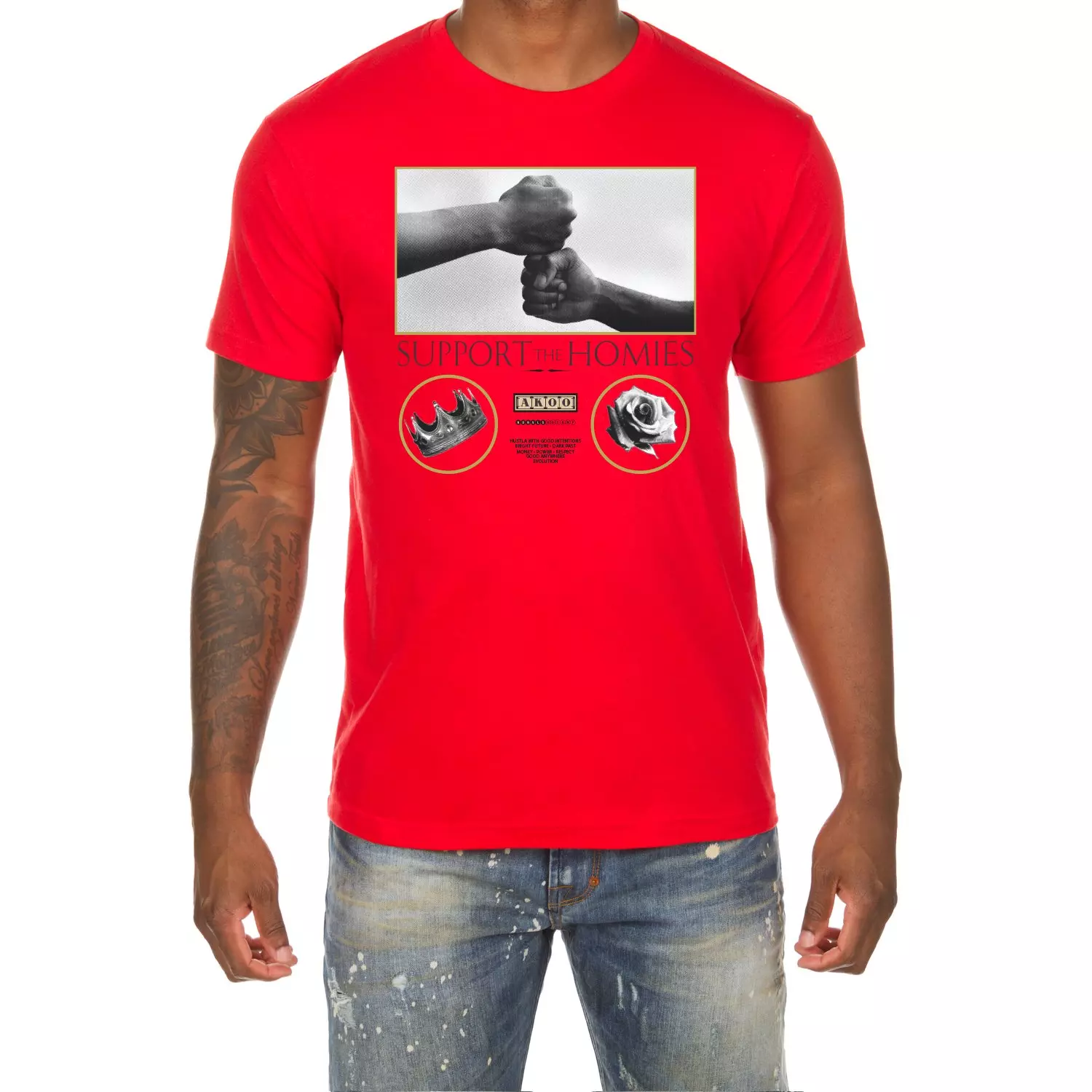 AKOO Men's Support The Homies Tee - Red - RED