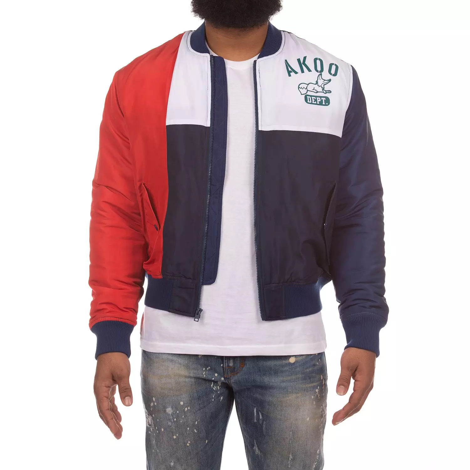 AKOO Men's Flight Bomber Jacket - Blue - NAVY