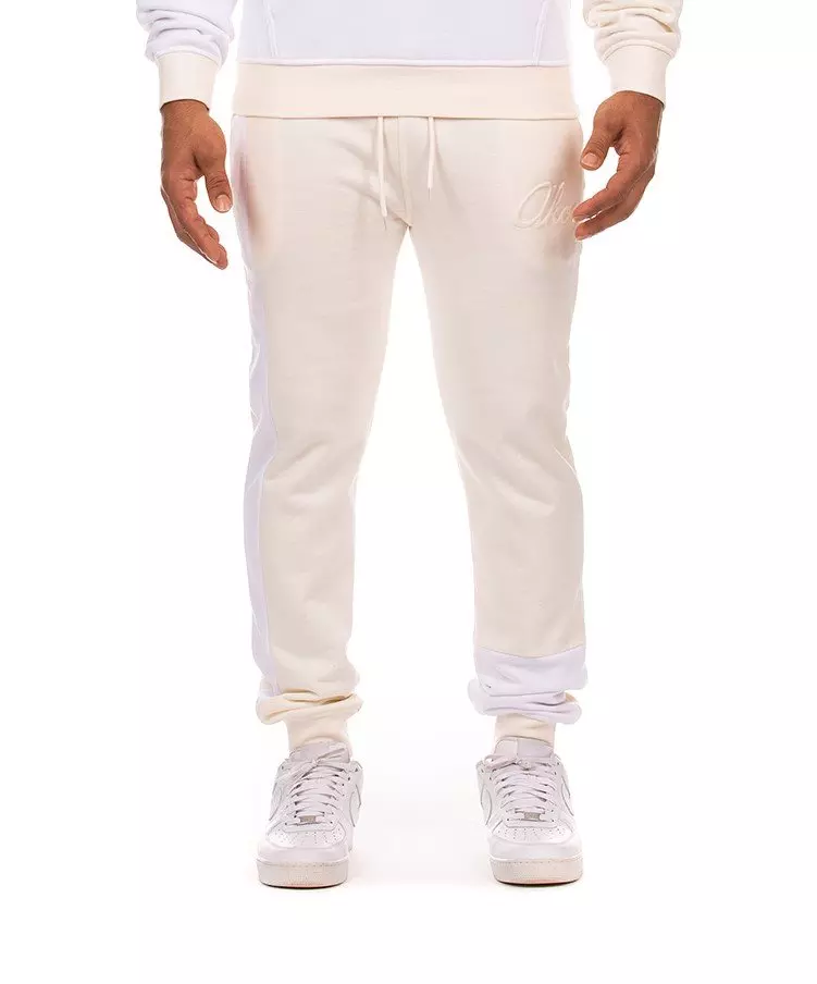AKOO Men's Script Joggers - White - CREAM