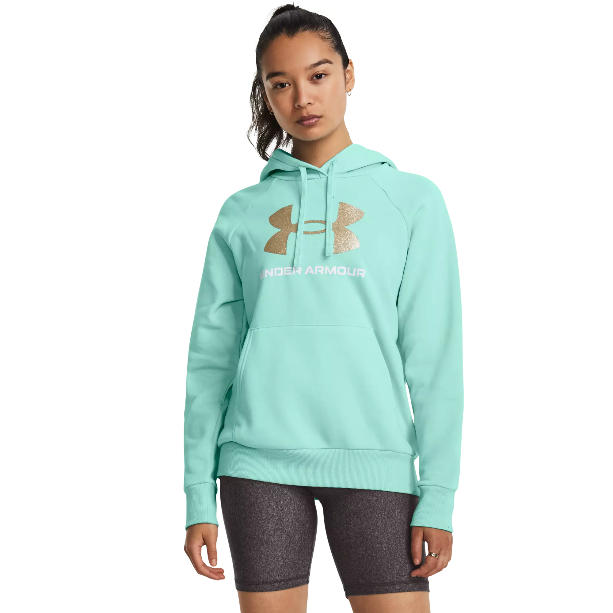 Under Armour Women's Rival Fleece BL Pullover Hoodie-Mint