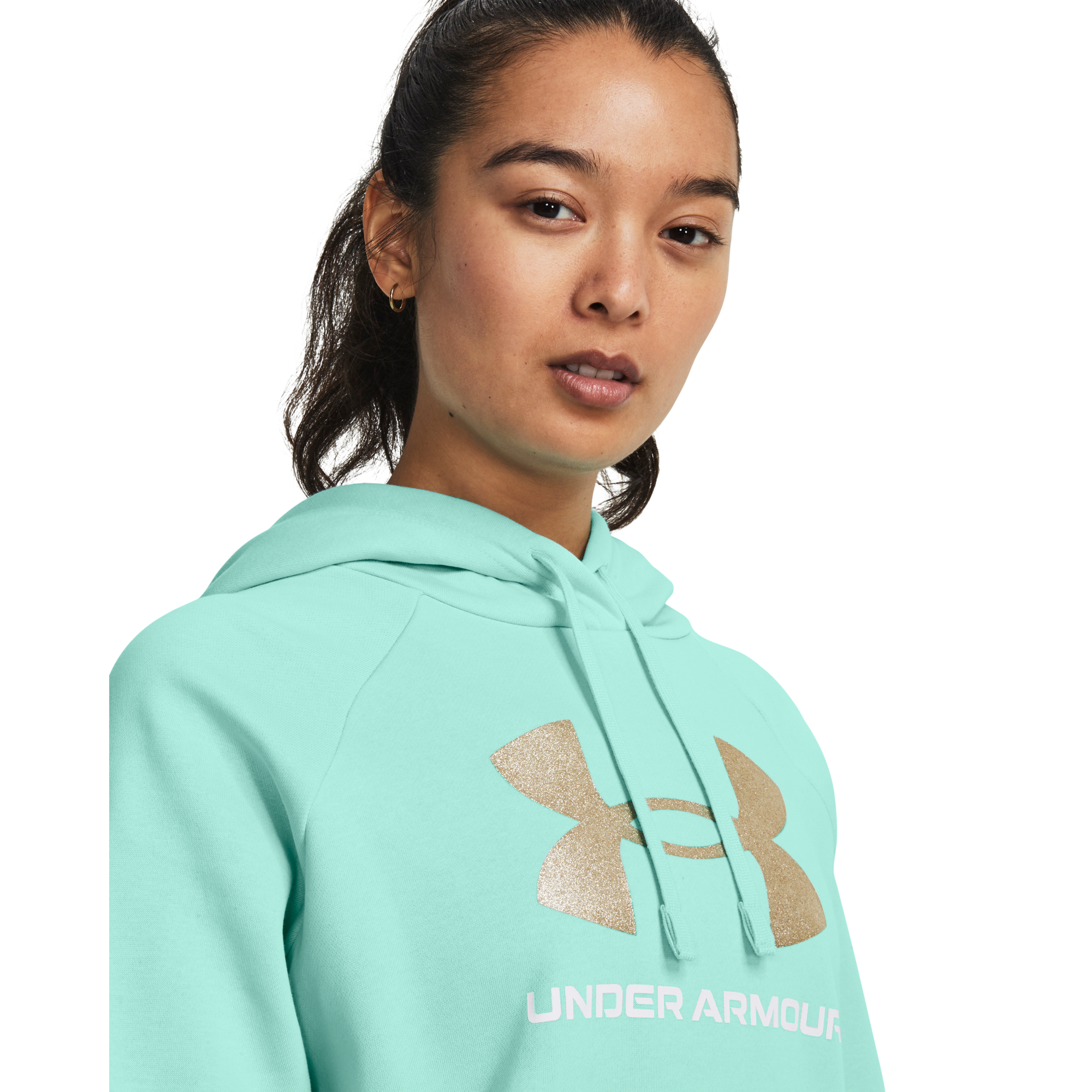 Under Armour Women's Rival Fleece BL Pullover Hoodie-Mint - MINT Thumbnail View 3
