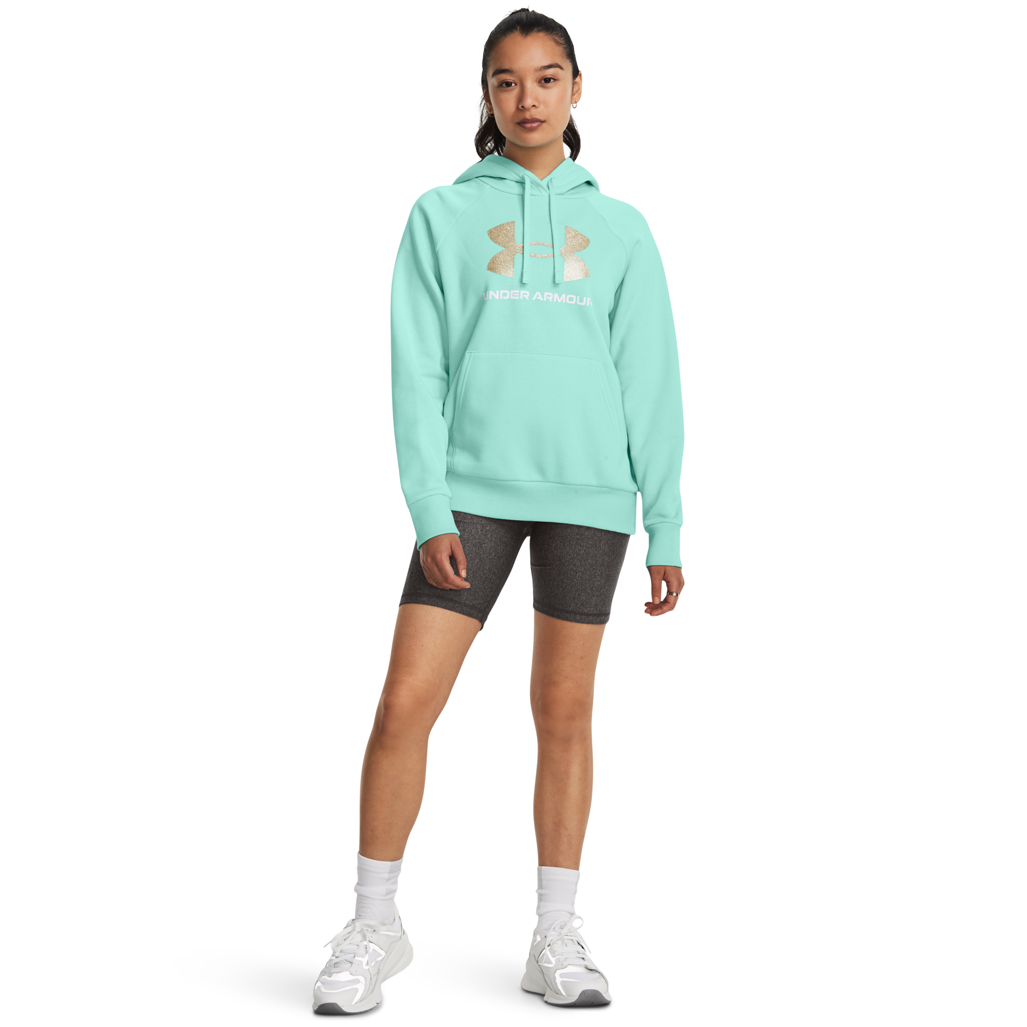 Under Armour Women's Rival Fleece BL Pullover Hoodie-Mint - MINT Thumbnail View 4
