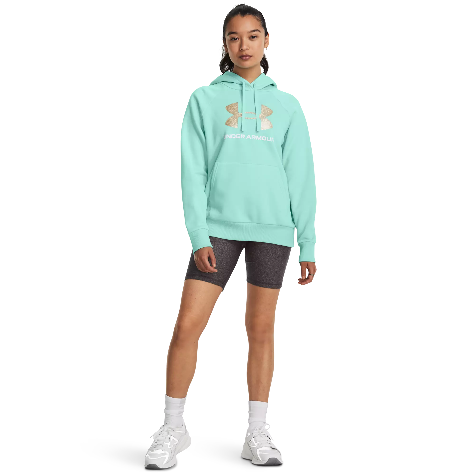Under Armour Women's Rival Fleece BL Pullover Hoodie-Mint - MINT