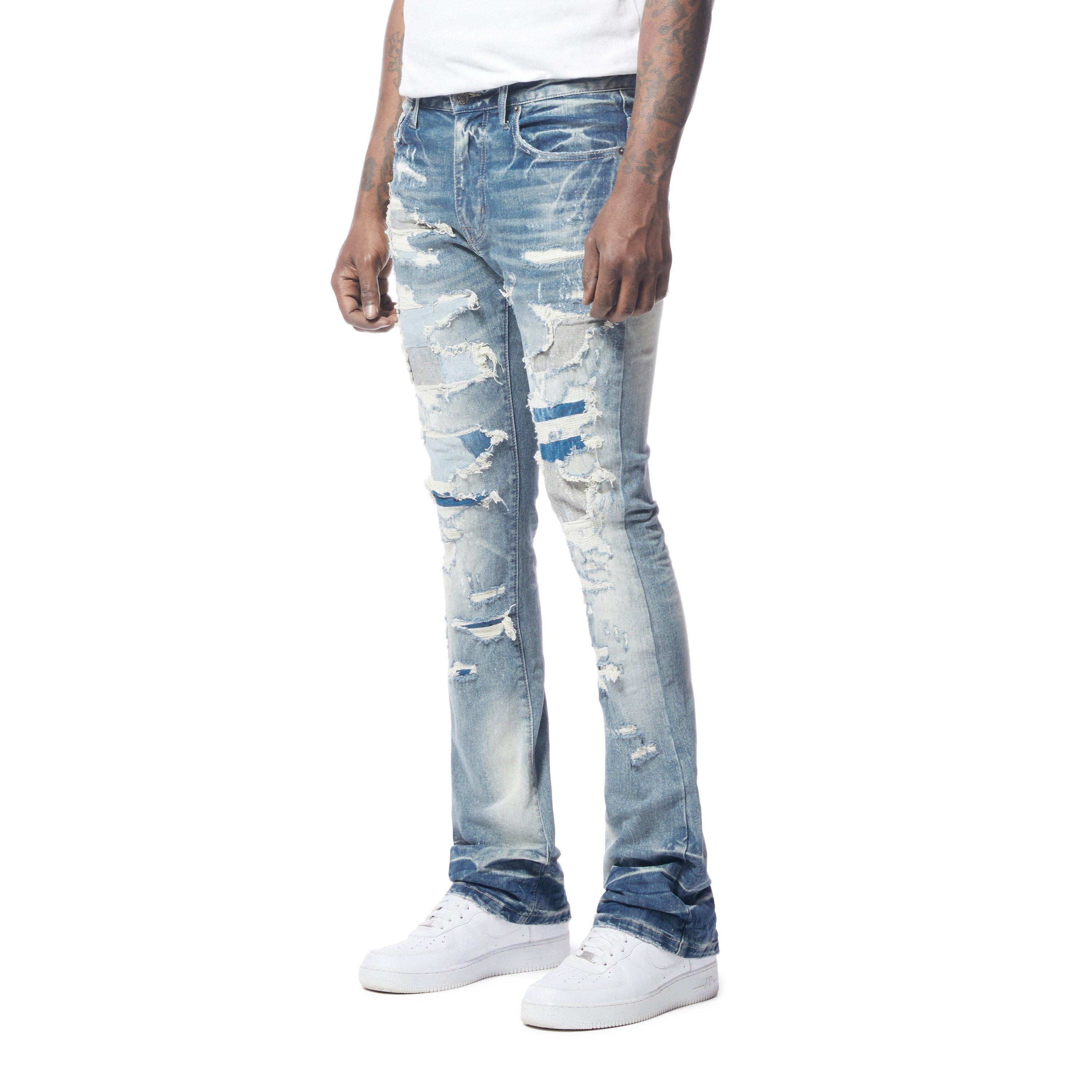 Grindhouse Stacked Ripped Flared Men's Roxbury Blue Jeans