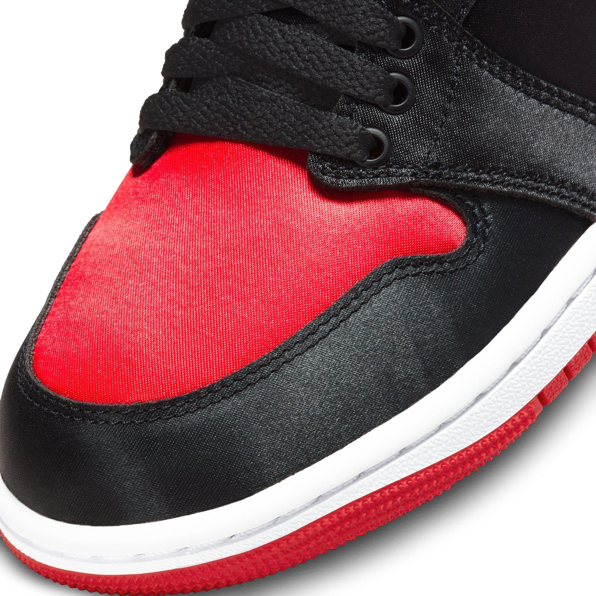 Air Jordan 1 Retro Hi OG Satin Bred Womens Lifestyle Shoes (Black/Red)