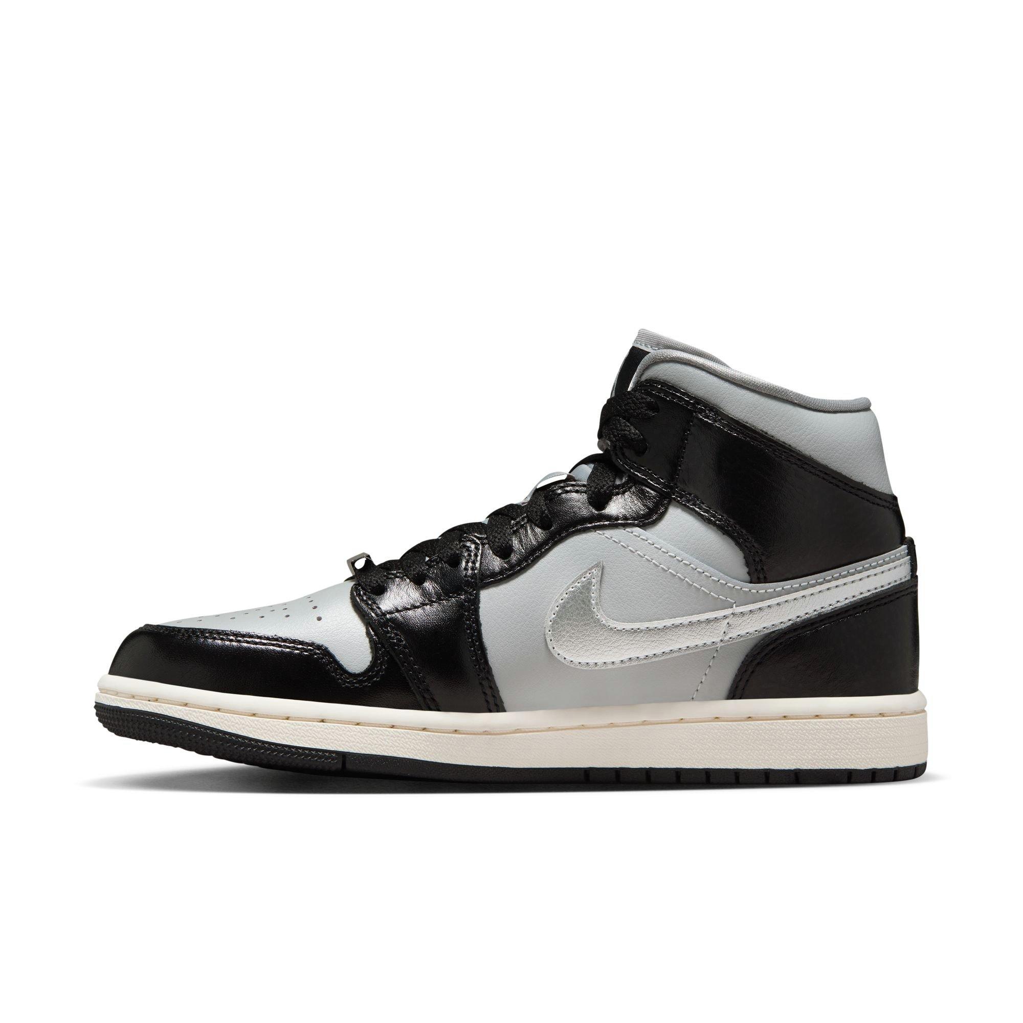 Jordan 1 Mid SE Black/Metallic Silver/Lt Smoke Grey/Sail Women's Shoe -  Hibbett